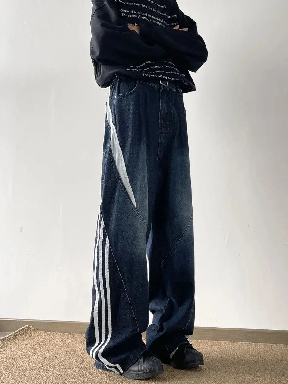 Japanese Brand Retro loose straight leg spliced jeans Size US 32 / EU 48 - 3 Thumbnail