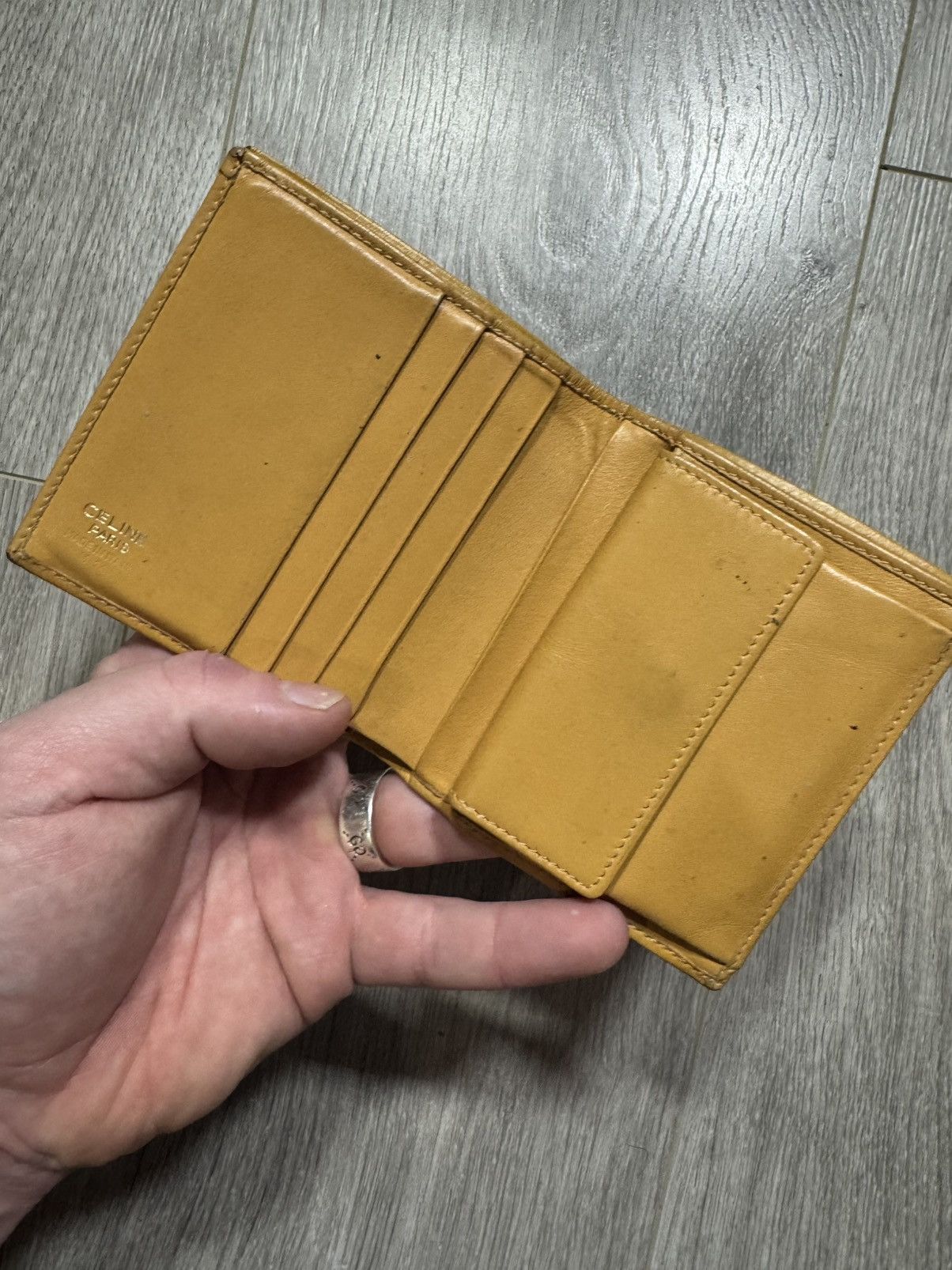 Celine × Vintage CELINE Macadam Triomphe Bi-Fold Wallet Leather Beige Brown Size ONE SIZE - 11 Thumbnail