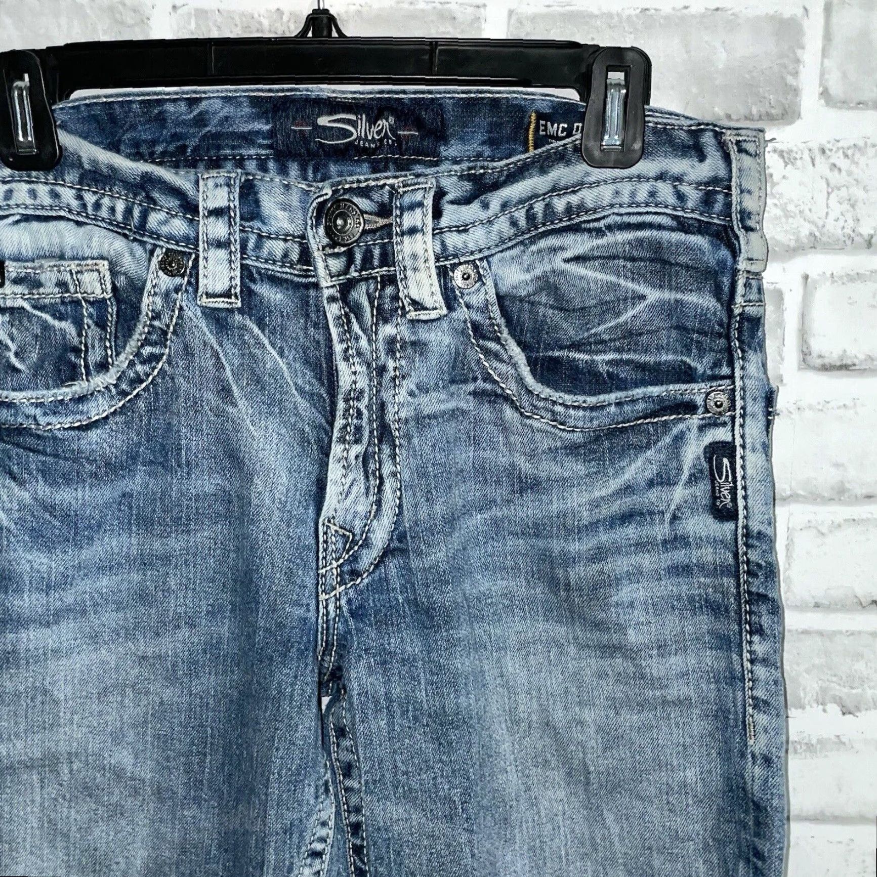 Silver Jeans Co. Silver Jeans Co Blue Eddie Straight Leg Denim Jeans Mens 31x30 Size US 31 - 2 Thumbnail