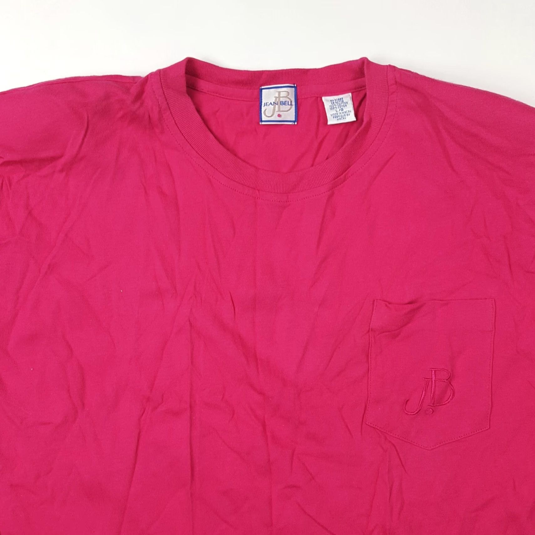 Bell VINTAGE Jean Bell Womens T-Shirt Top Shirt Pink Short Sleeve 80s 90s Golf Casual Logo Embroidered Crew Neck Pullover Knit 100% Cotton Regular Size L Size L / US 10 / IT 46 - 2 Thumbnail
