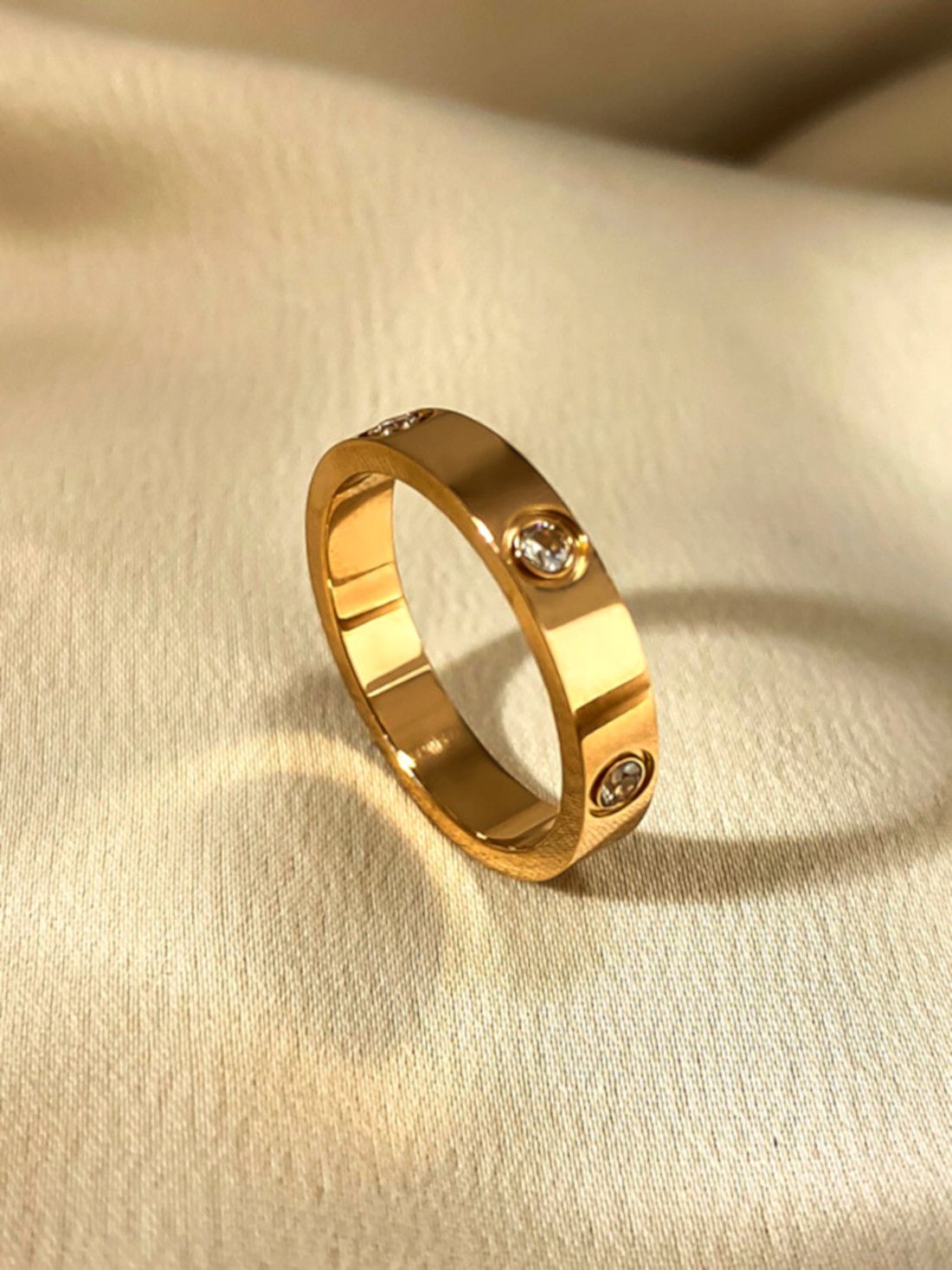 Designer Punk Shine Zircon Gems Stainless Steel Gold Ring Unique | Grailed