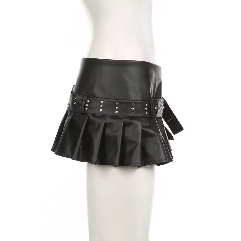 Designer PU Leather Dark Hotsweet Style Gothic Punk Skirt Size 30" / US 8 / IT 44 - 4 Thumbnail
