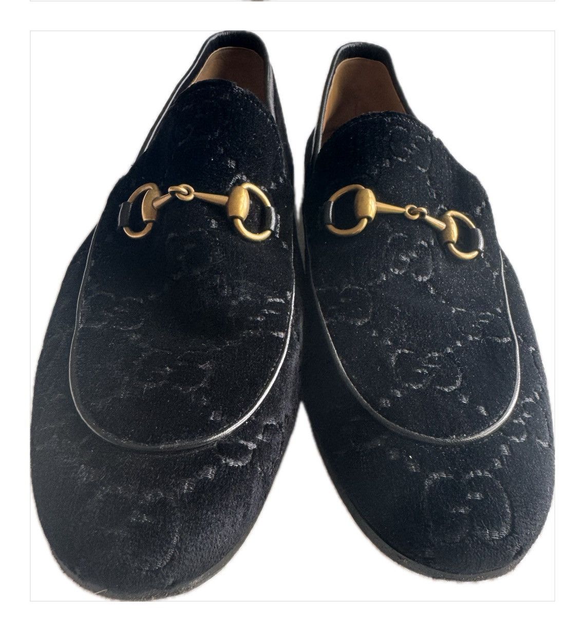 Gucci Gucci Jordaan GG Velvet Loafer - Black Size US 9.5 / EU 42-43 - 3 Thumbnail