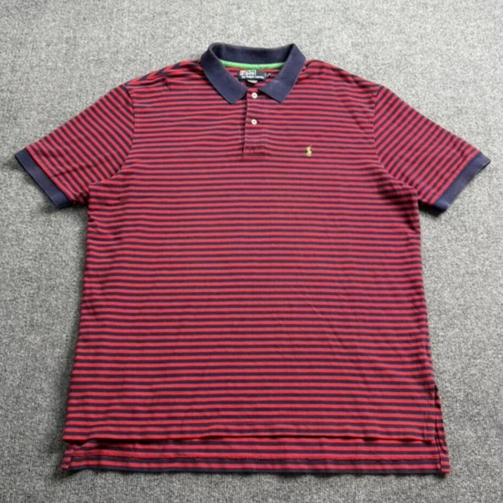 Polo Ralph Lauren Vintage 90s Polo Ralph Lauren Striped Red/Navy Polo Shirt Size US XXL / EU 58 / 5 - 2 Thumbnail