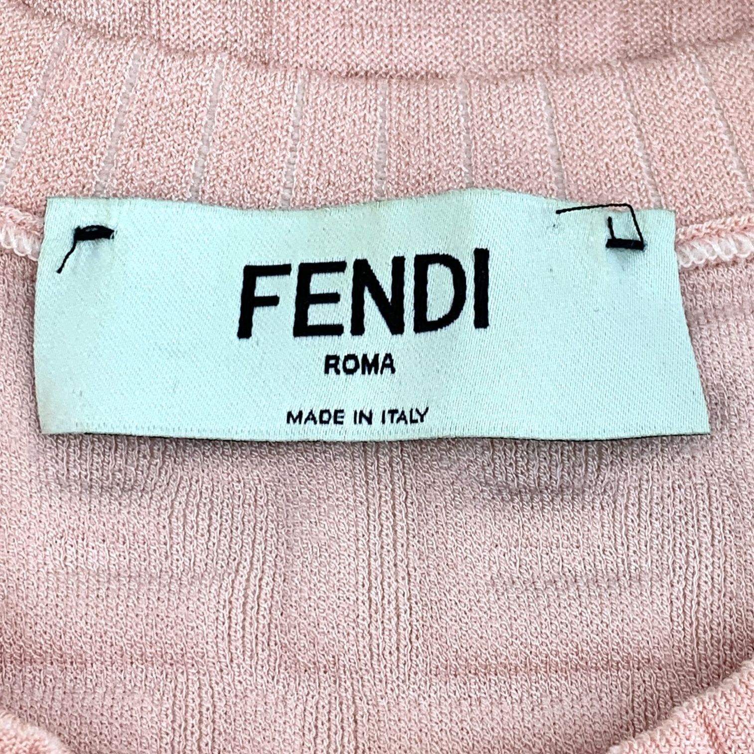 Fendi Fendi Orange-Pink Embossed Logo Sleeveless Knitted Dress Rou Size M / US 6-8 / IT 42-44 - 2 Thumbnail