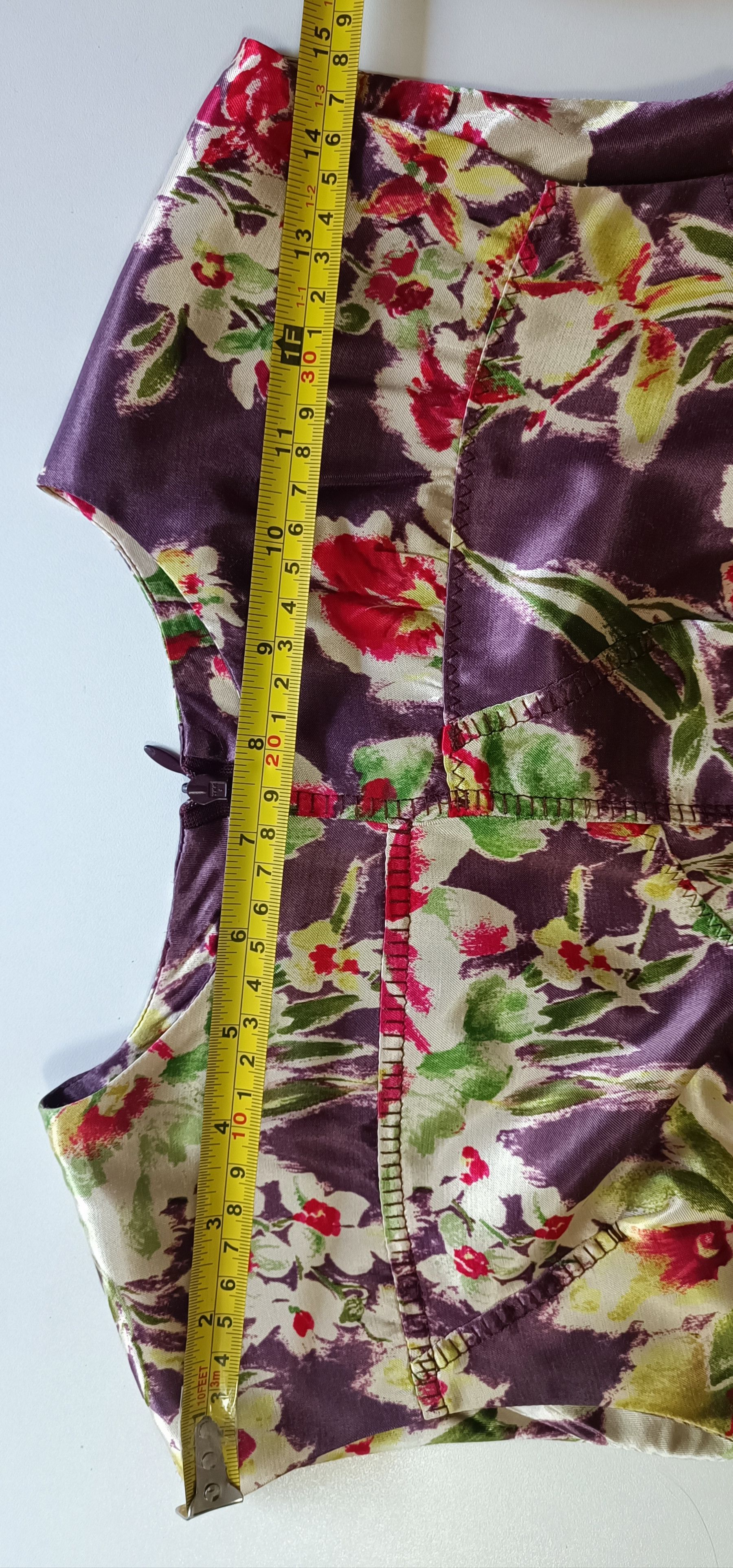 Jean Paul Gaultier 2000's - satin dark purple and floral midi dress Size M / US 6-8 / IT 42-44 - 18 Thumbnail