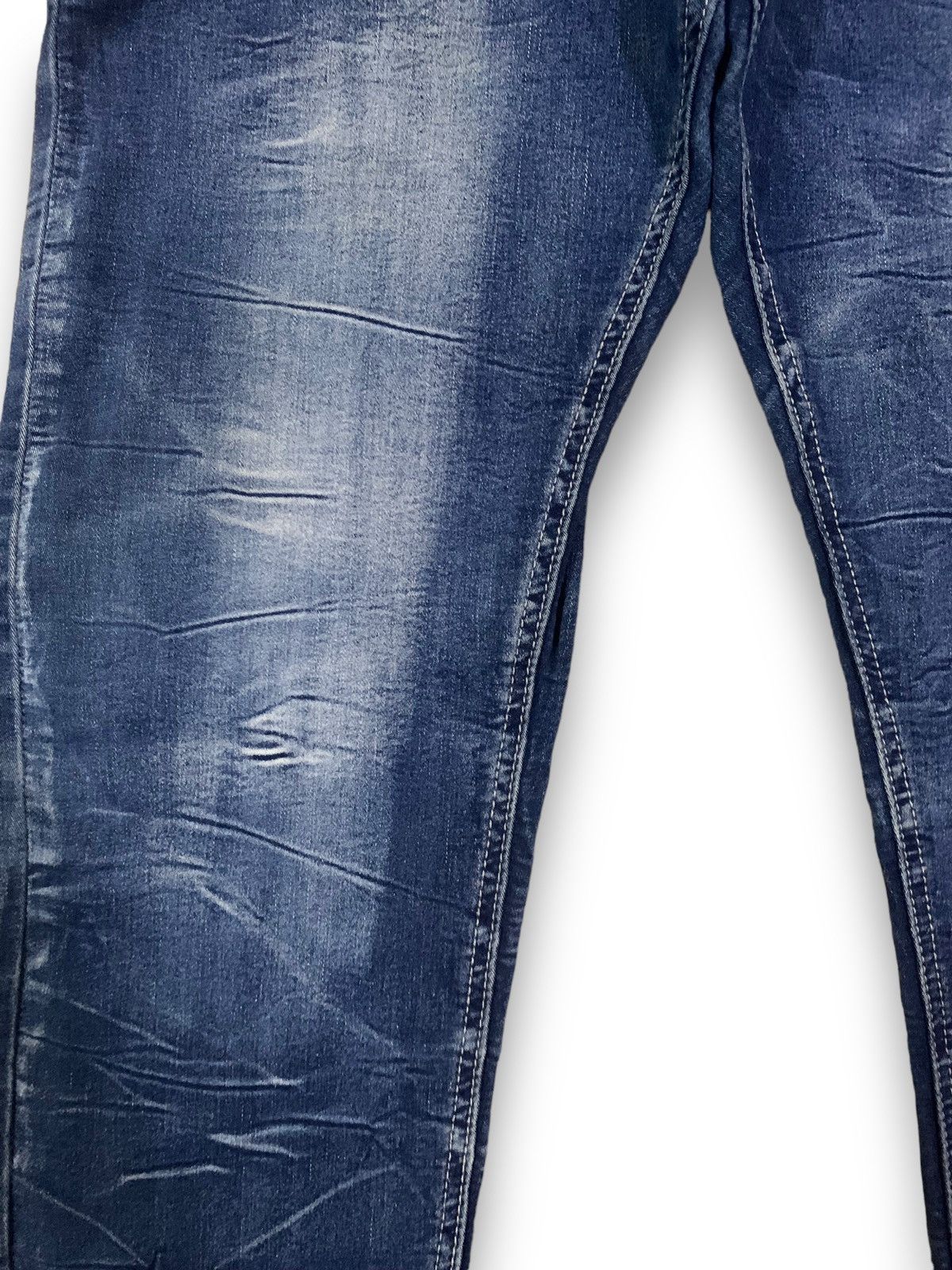 semanticdesign Semantic Design Blue Washed Stretch Slim Taper Punk Jeans Size US 33 - 6 Thumbnail