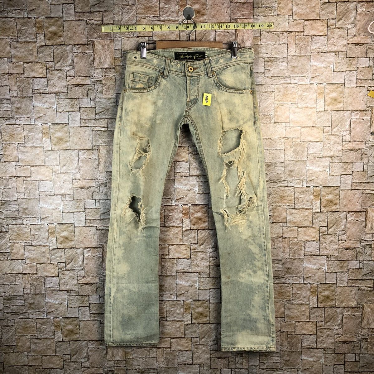 Japanese Brand Jacky Gear japan Blue ripped Distressed Denim Pants #A950 Size US 30 / EU 46 - 1 Thumbnail