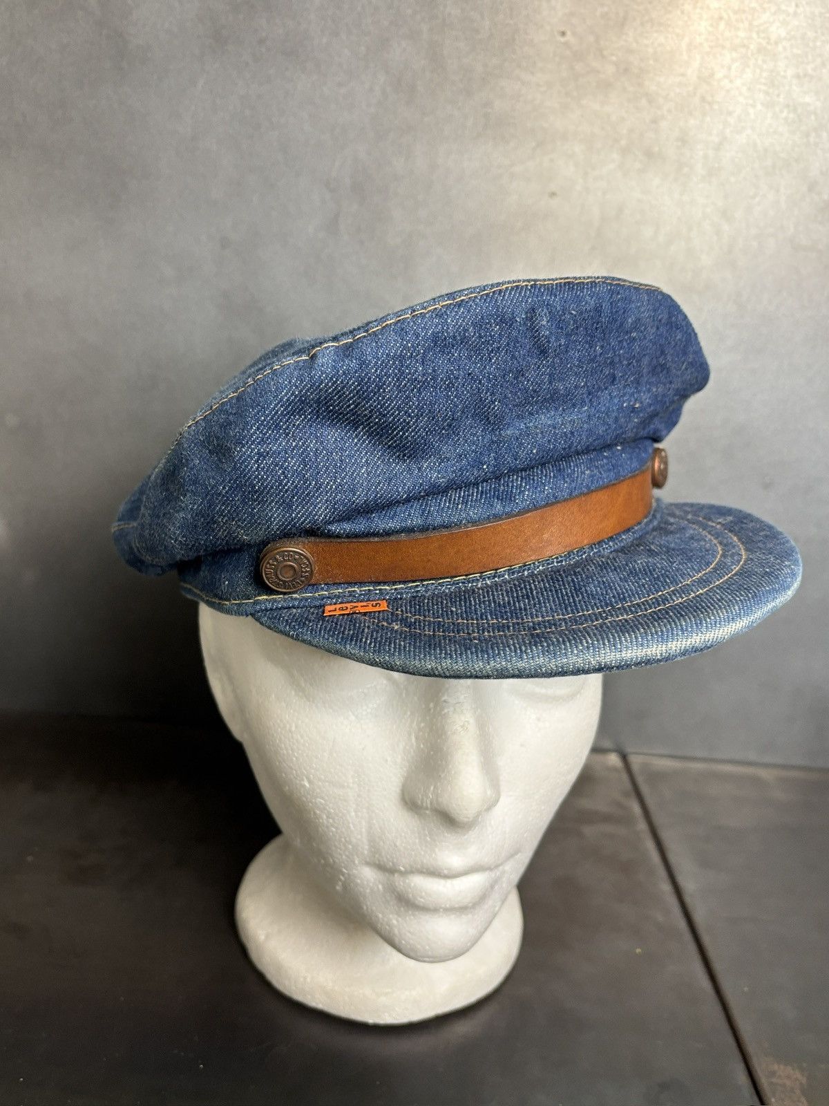 Levi's Vintage Levi's Orange Tab Hat 1970s Denim Newsboy Flatcap 70 Size ONE SIZE - 19 Thumbnail