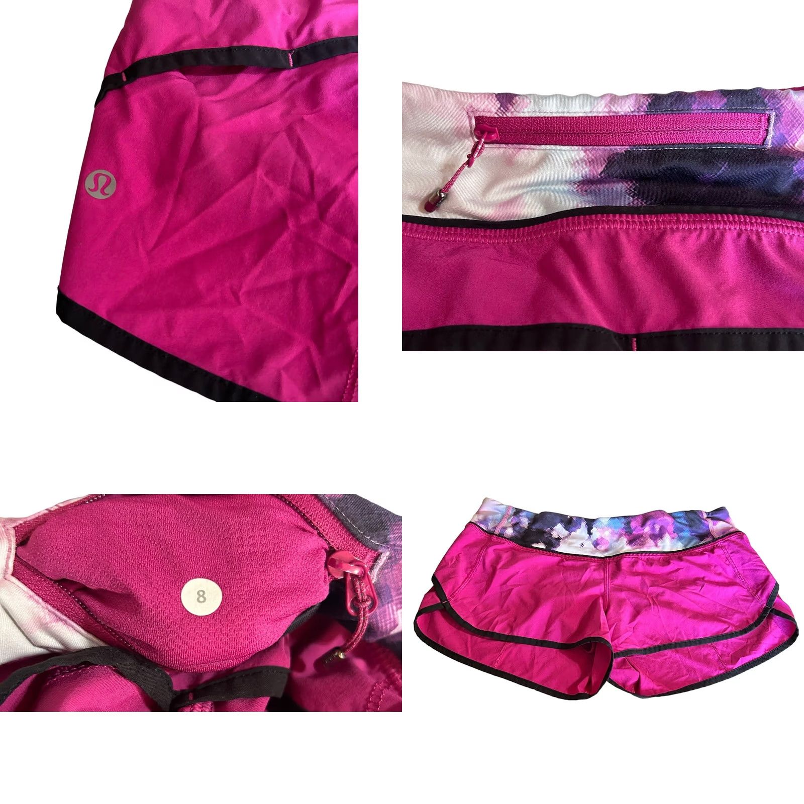 Lululemon Lululemon Shorts Womens Regular Size 8 Pink Black Speed Up Raspberry Blooming Pixie Activewear Gym Running Training Size 28" / US 6 / IT 42 - 8 Thumbnail