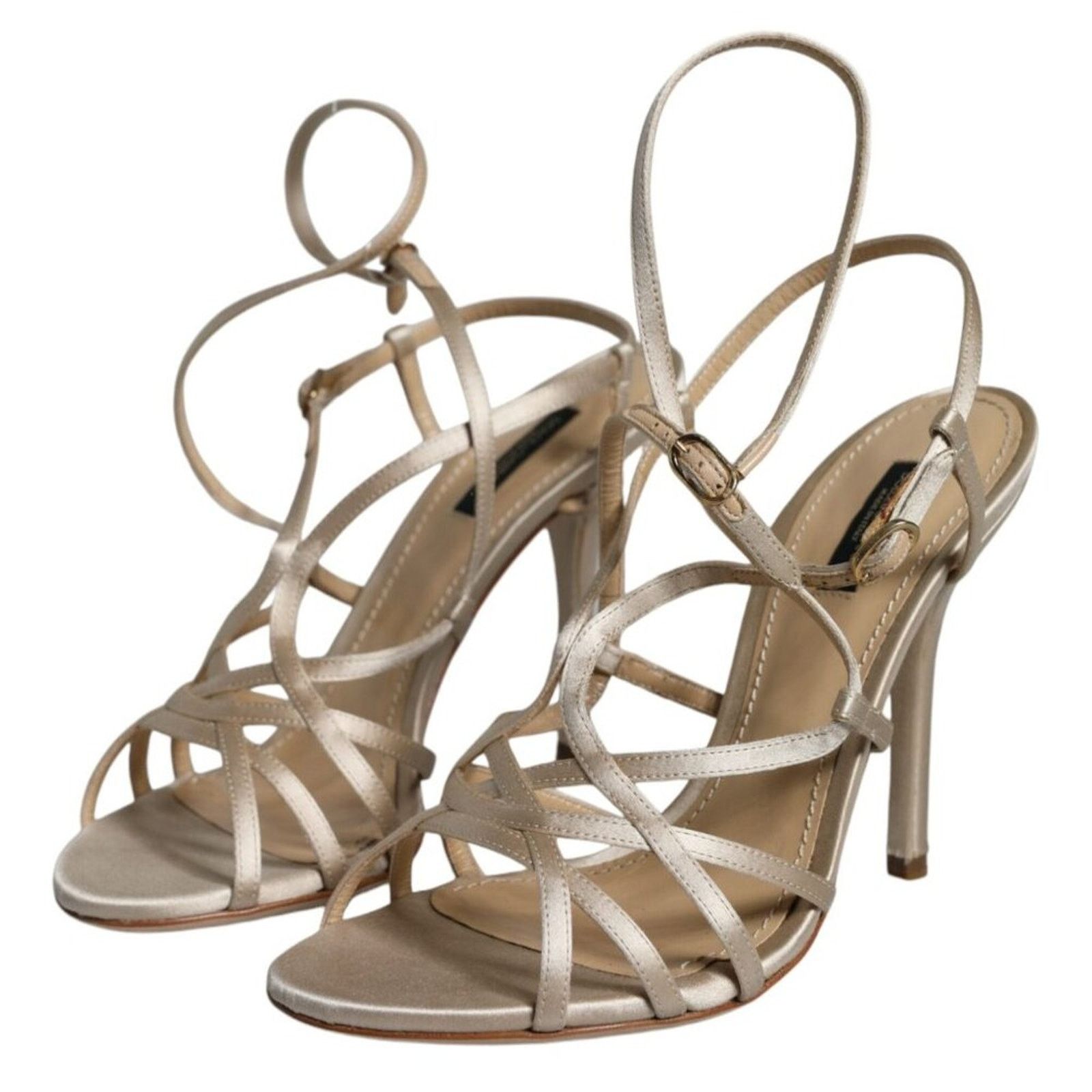 Dolce & Gabbana Dolce & Gabbana Beige Leather Stiletto Heels Sandals Shoes Size US 10 / IT 40 - 1 Thumbnail