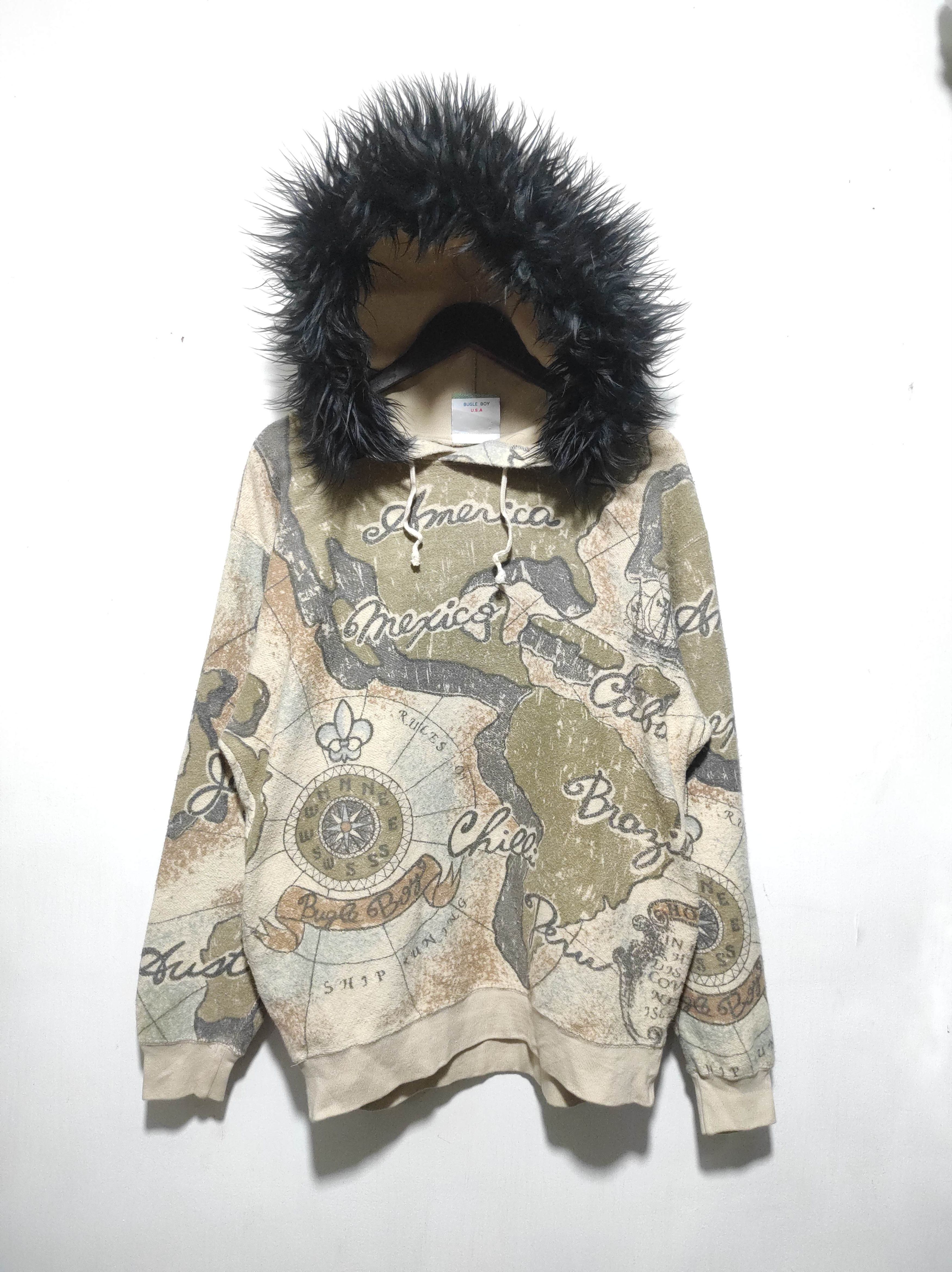 Bugle Boy Vintage Bugle Boy Map Fullprint Fur Hoodie i6w9 LBG style Size US L / EU 52-54 / 3 - 2 Thumbnail