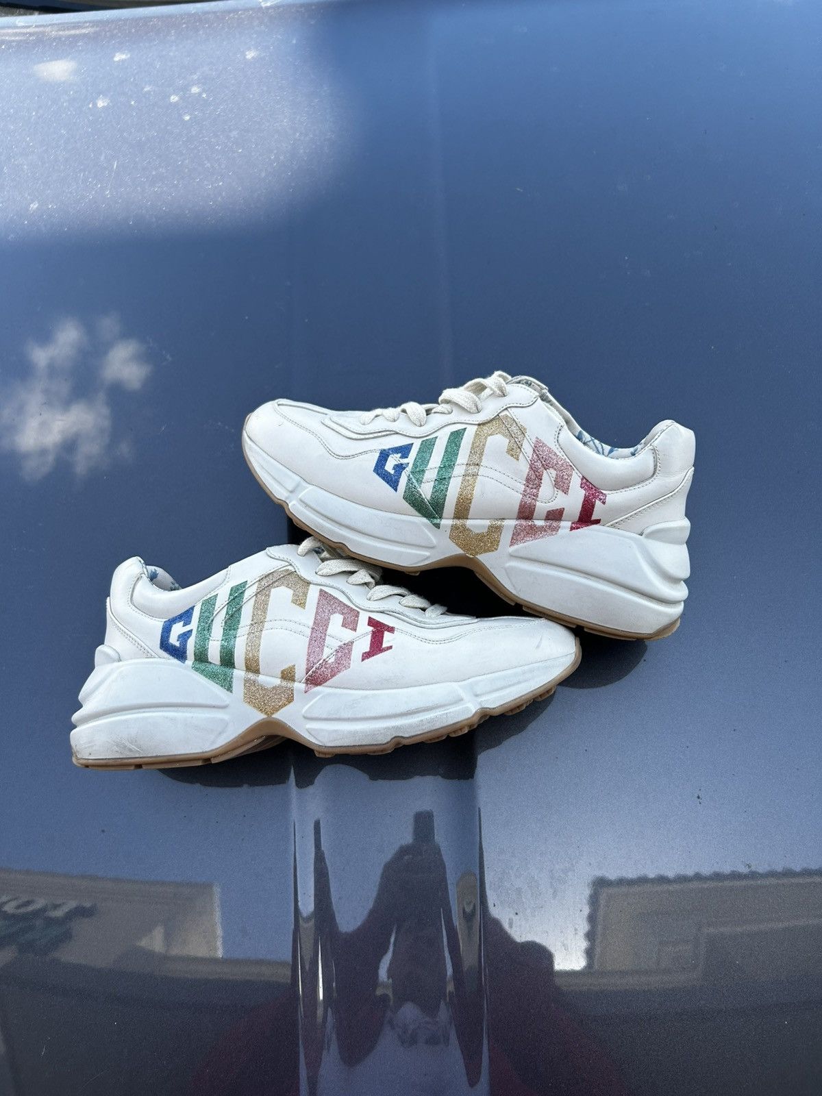 Gucci Gucci rhyton glitter logo sneaker Size US 8.5 / EU 41-42 - 1 Thumbnail