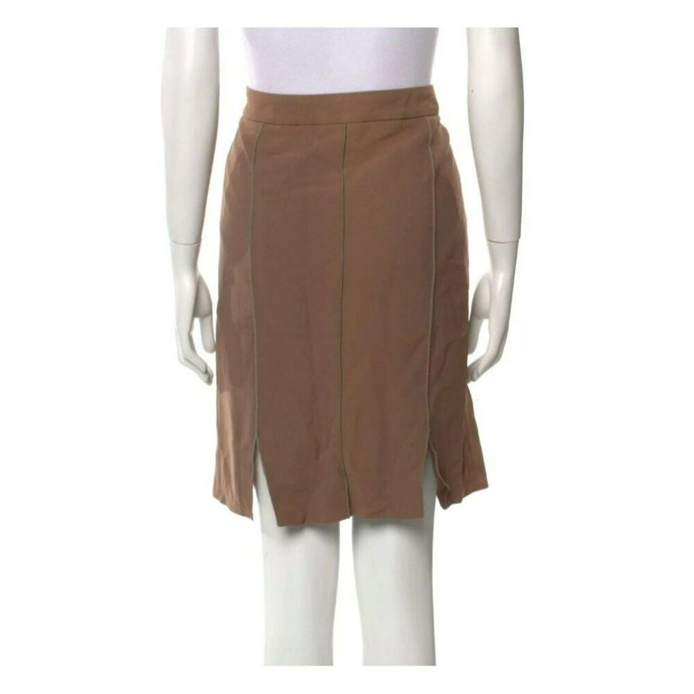 Versace Versace Brown Skirt L Silk Viscose IT46 | US12 Solid Tailor Size 34" / US 12 / IT 48 - 7 Thumbnail