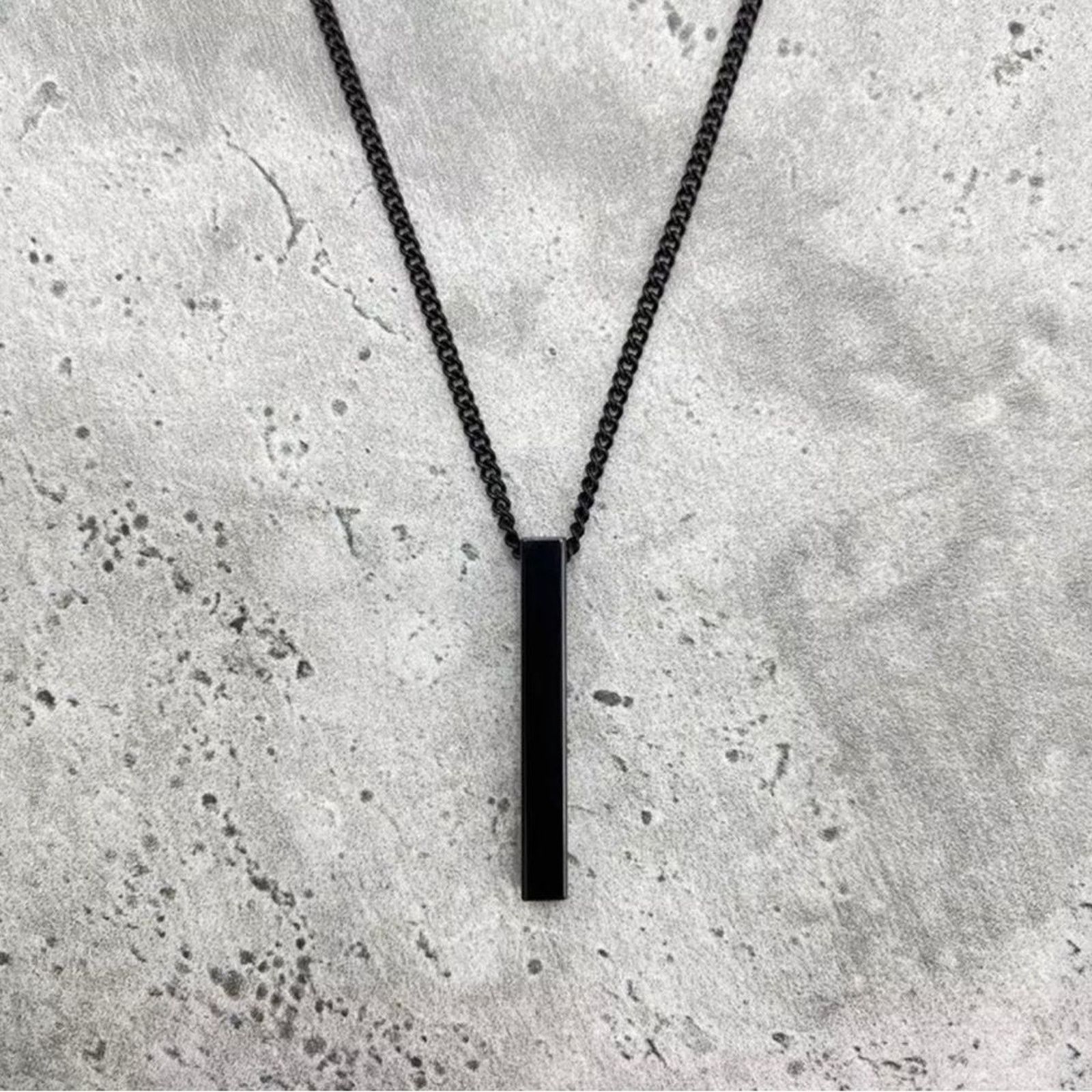 Other Men’s Stainless Steel Bar Chain Necklace Silver Black 21.5” Size ONE SIZE - 4 Thumbnail