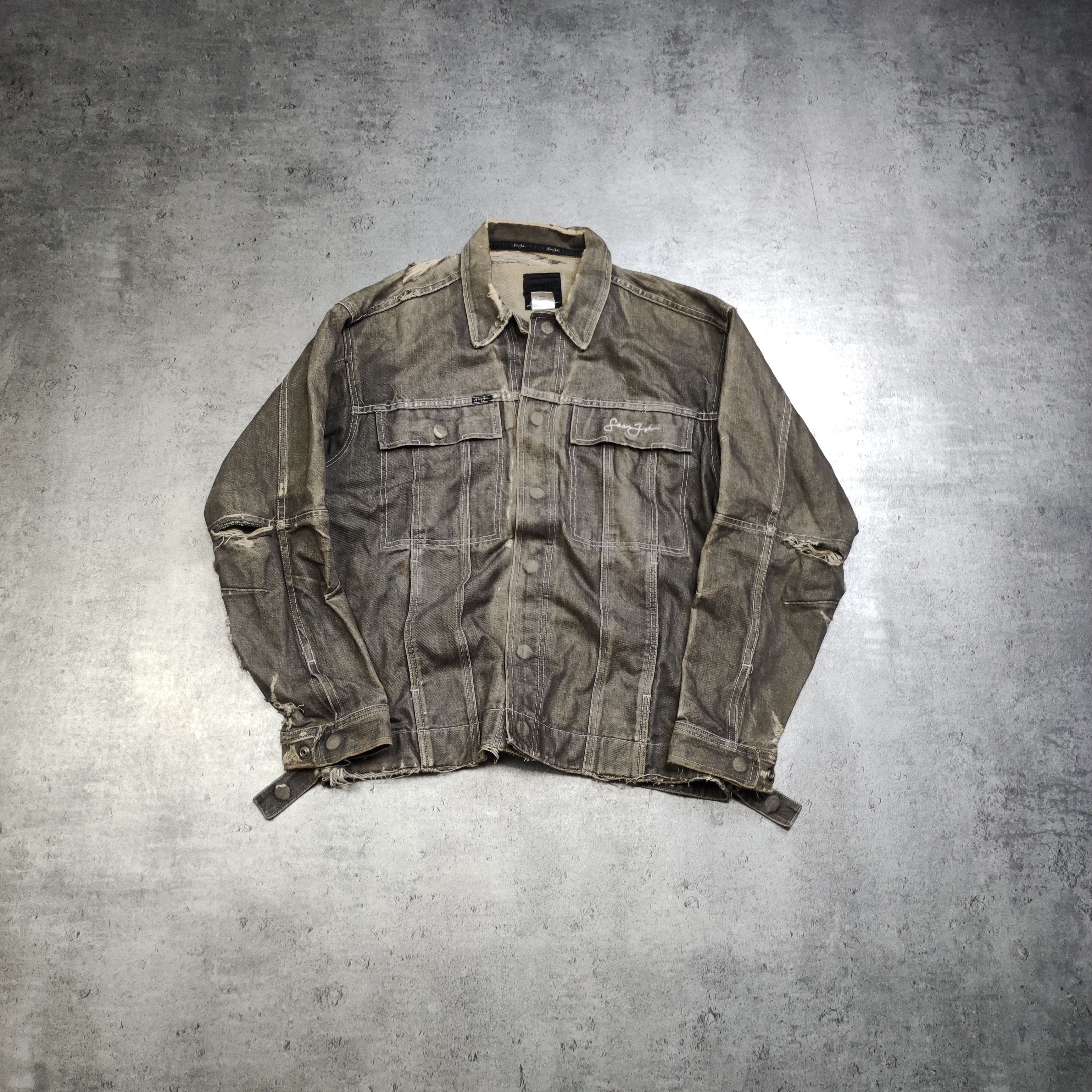 Sean John × Vintage RARE OG Sean John Washed Distressed Light Pocket Jacket Size US L / EU 52-54 / 3 - 1 Thumbnail