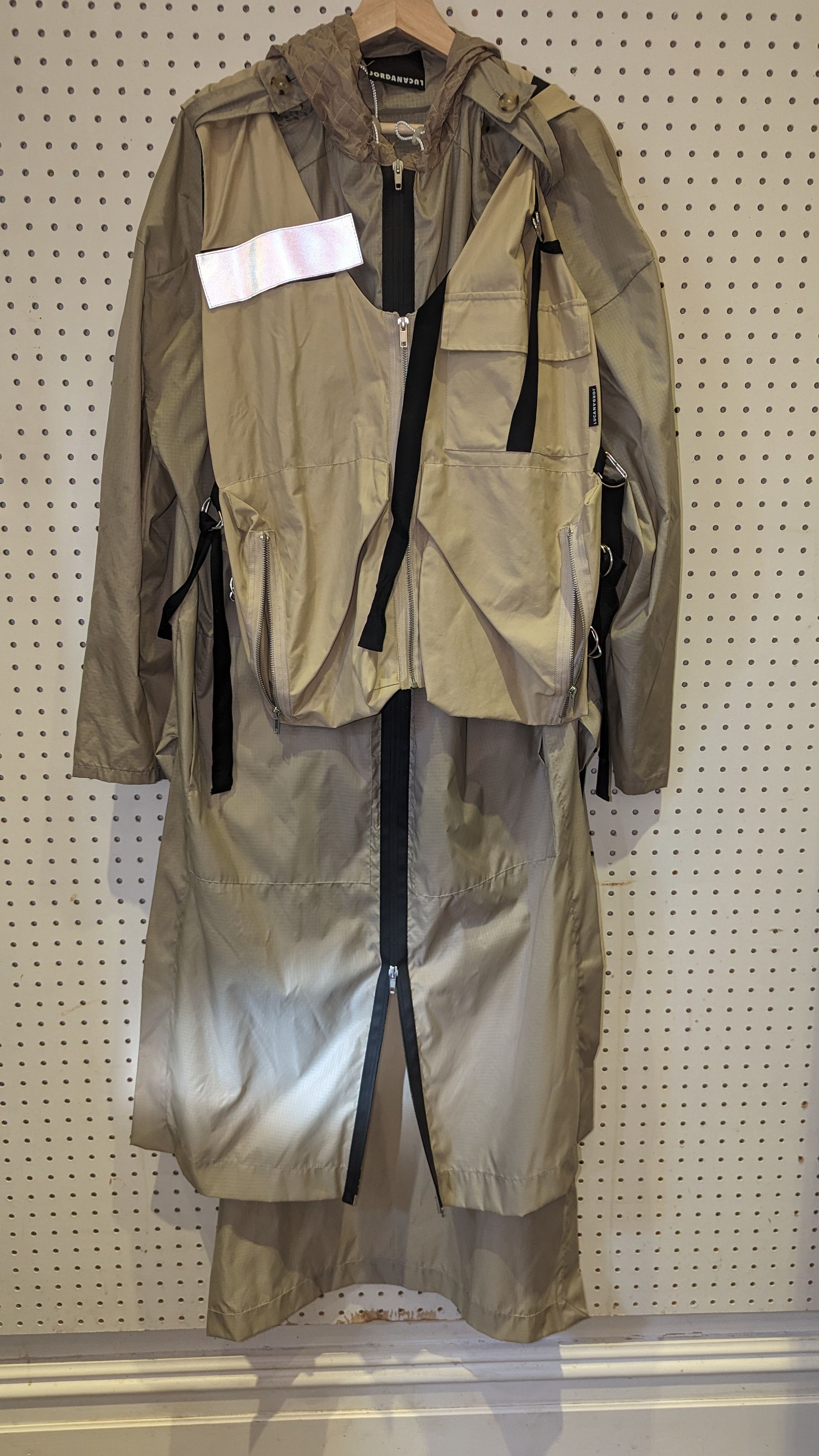 image of Jordanluca Oversized Rain Jacket /parka in Khaki, Men's (Size Large)