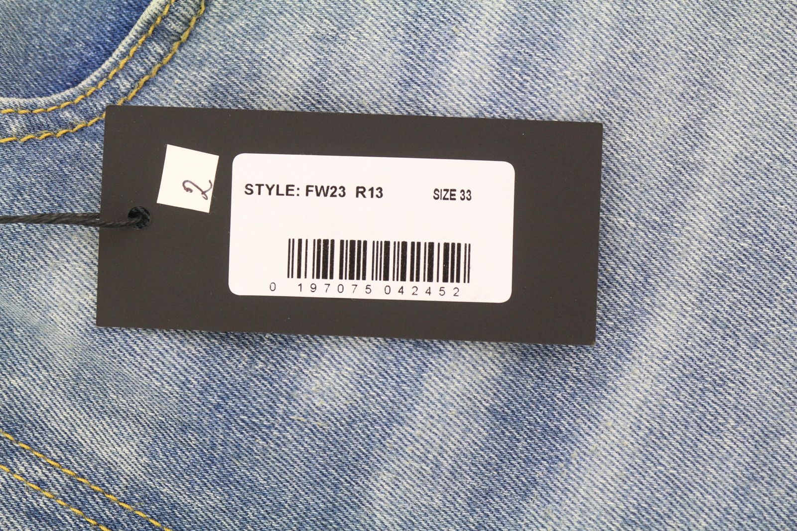 R13 SKATE 33 Jasper Stretch Skinny Washed Faded Logo 85447 Size US 33 - 7 Thumbnail