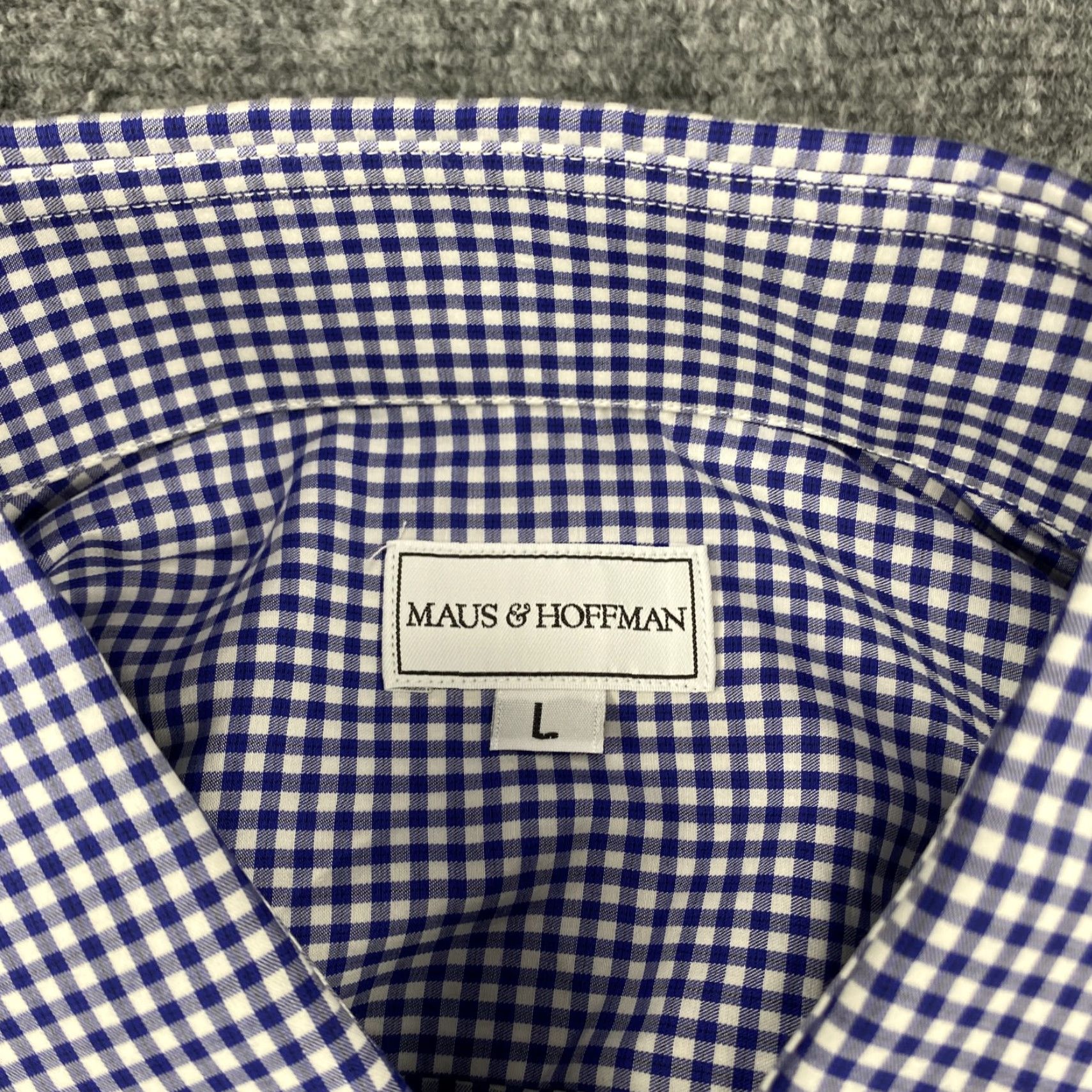 Vintage VINTAGE Maus & Hoffman Shirt Mens L Blue White Gingham Check Button-Down Cotton USA Size US L / EU 52-54 / 3 - 7 Thumbnail