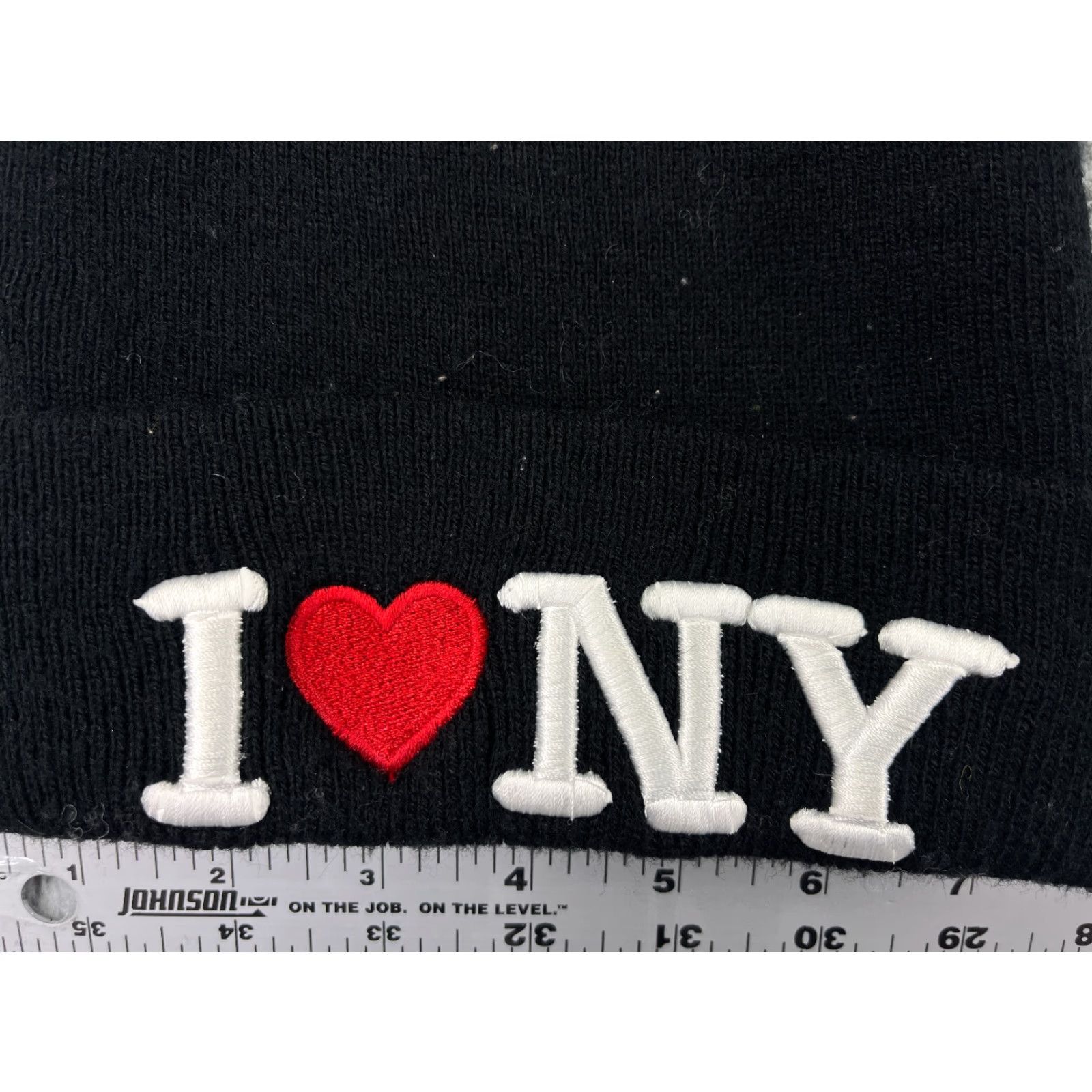 Vintage Womens I Love New York Beanie Toque Black One Size Embroidered 100% Acrylic Size ONE SIZE - 2 Thumbnail