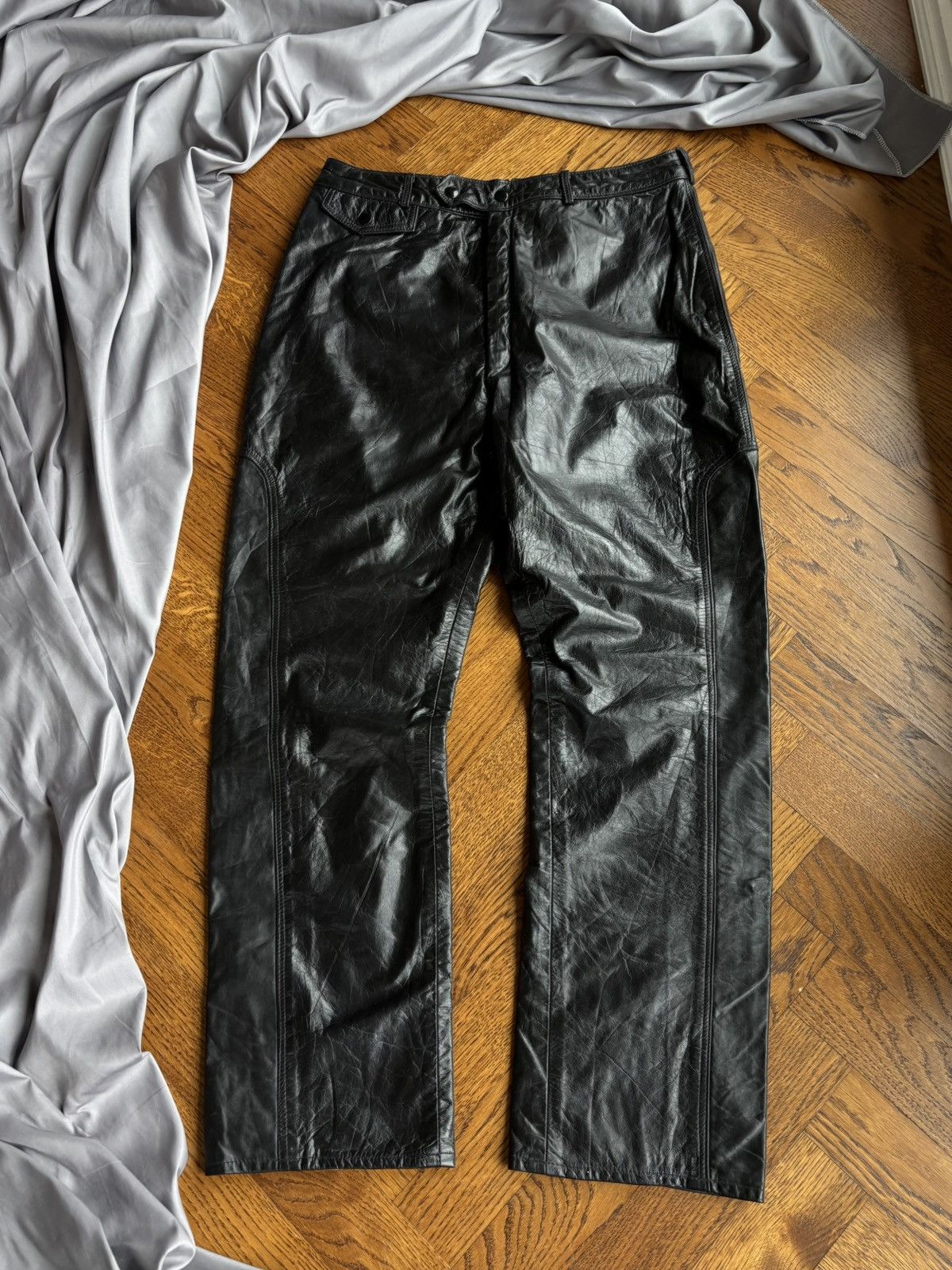 Schott × Vintage Vintage Brimaco Leather Pants 1960s British Cycle Acme Moto Size US 31 - 1 Thumbnail