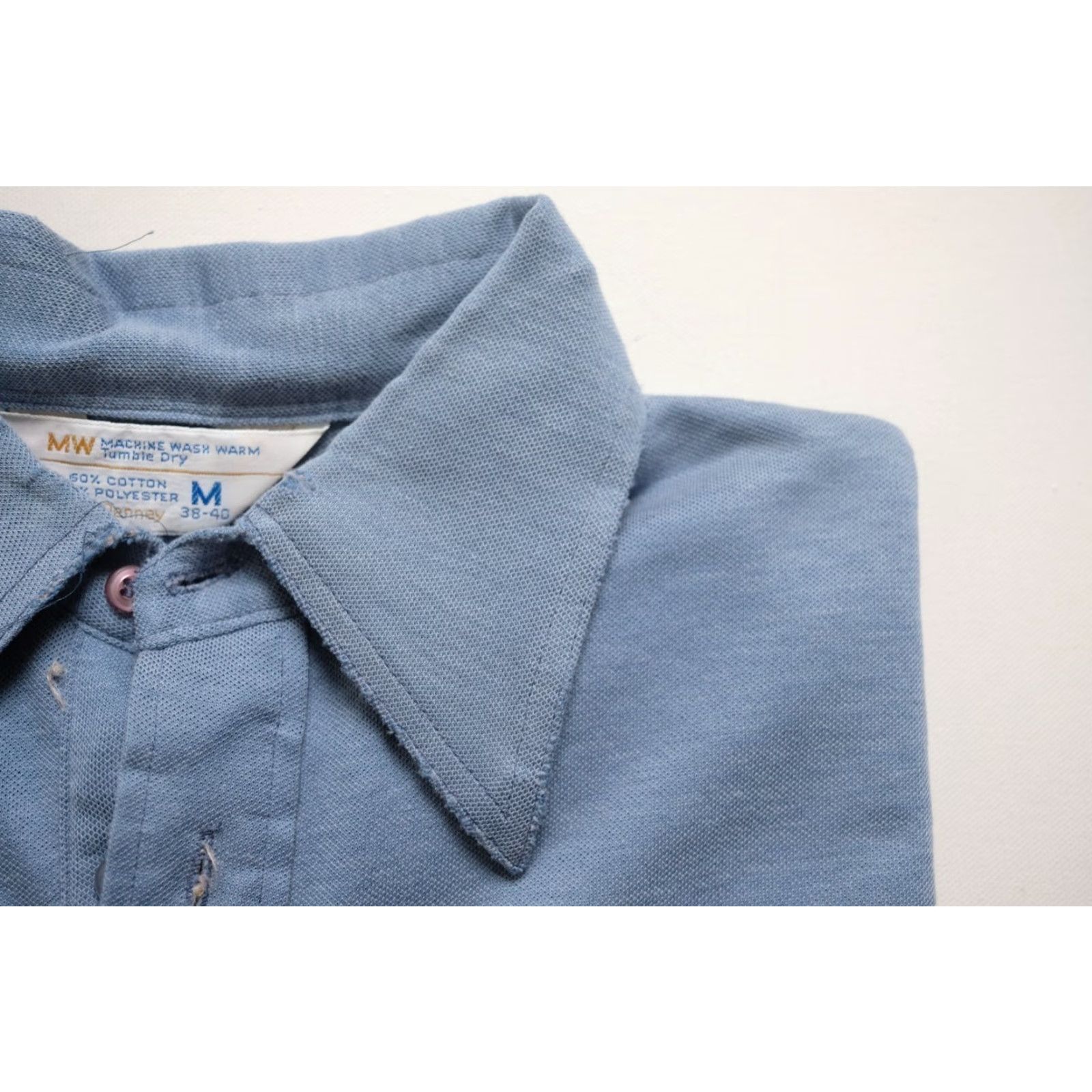 JCPenney VINTAGE JC PENNEY Big Collar Blue Polo Casual Pocket T Shirt M USA Made 70s Disco Mens Size US M / EU 48-50 / 2 - 7 Thumbnail