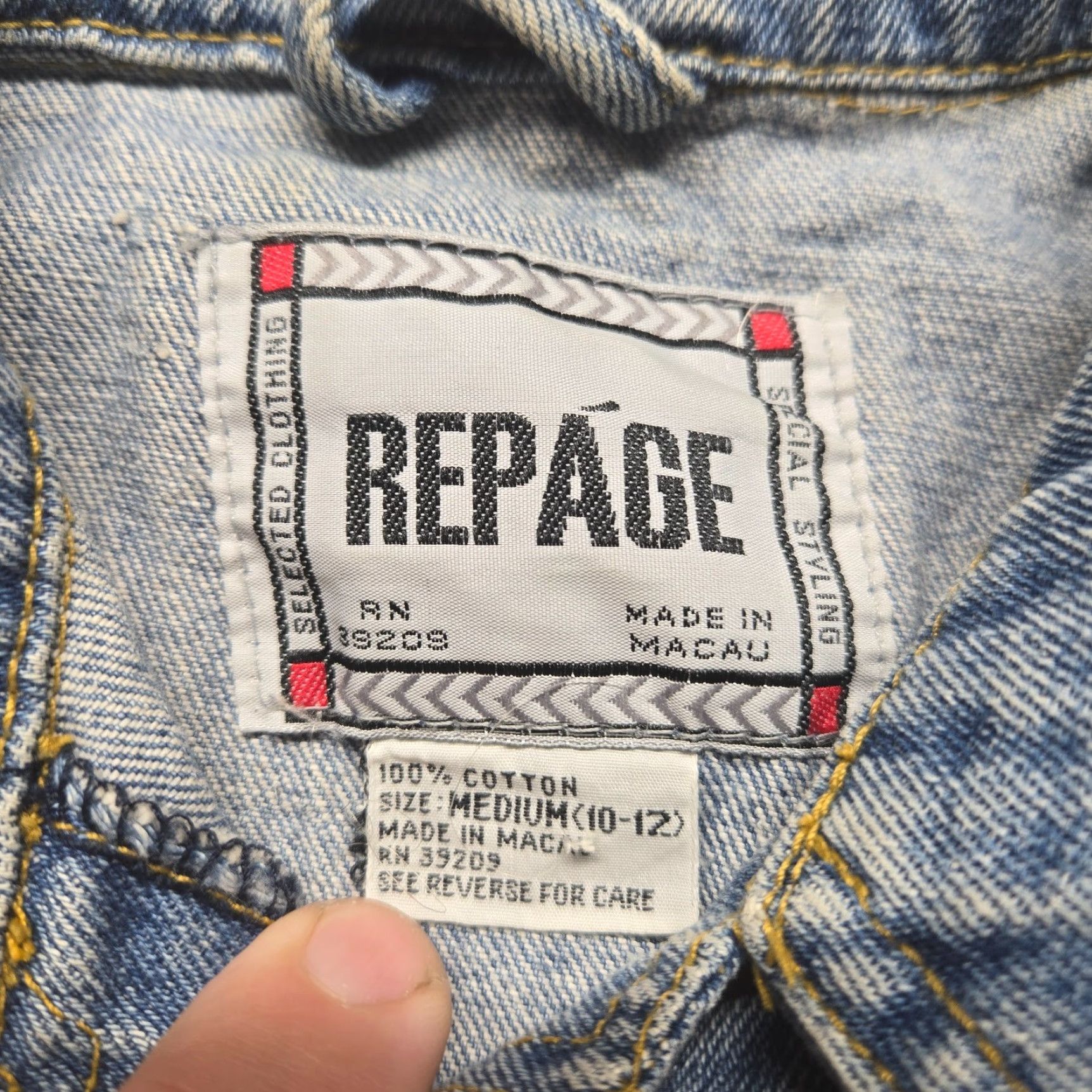 Denime VINTAGE Repage Denim Jean Jacket Crop Long Sleeve Adult Women's Size L Large Size L / US 10 / IT 46 - 3 Thumbnail