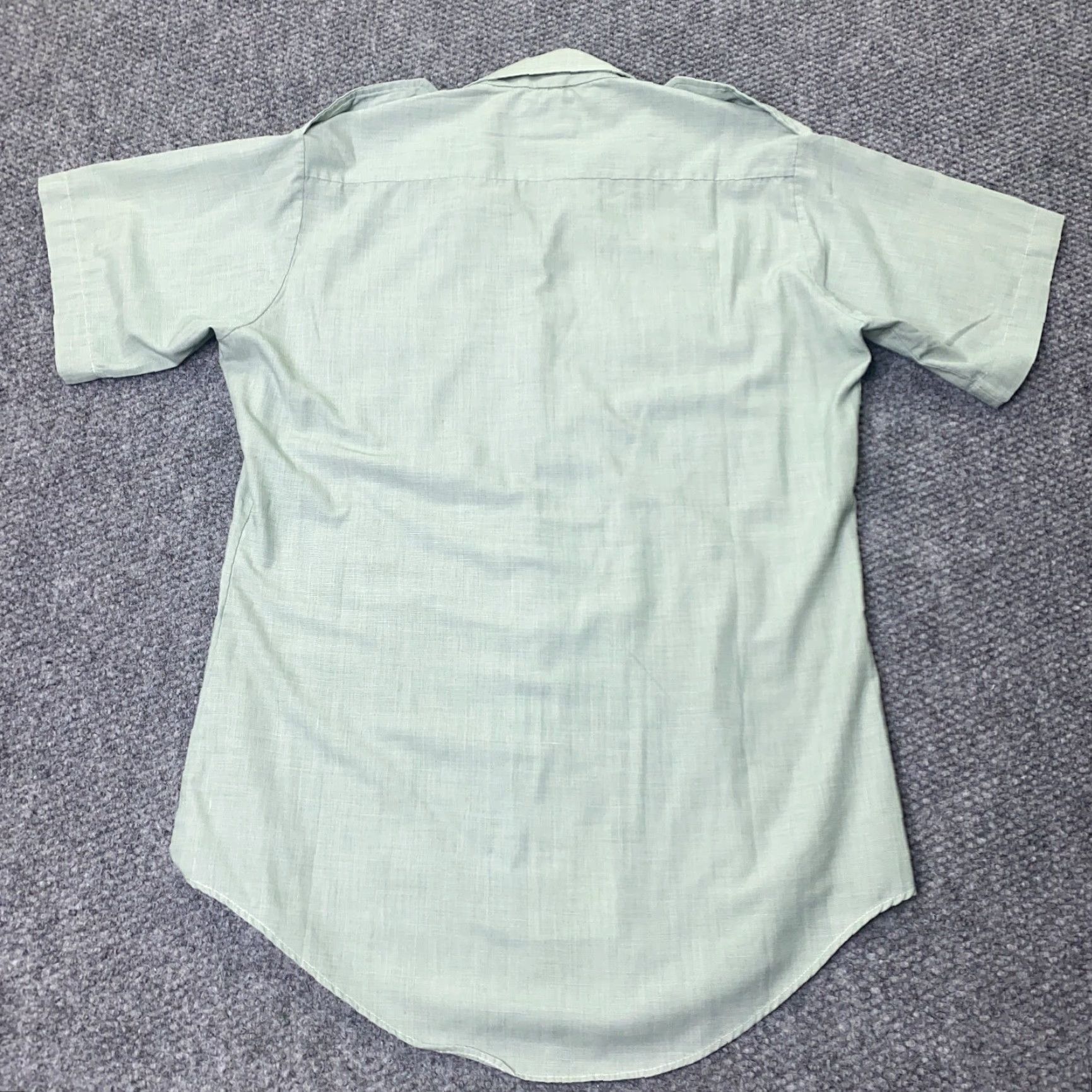 Vintage VTG Creighton Shirt Mens Button-Up Short Sleeve Collared Spread 60s 70s Green Cotton Polyester Regular Size US M / EU 48-50 / 2 - 4 Thumbnail