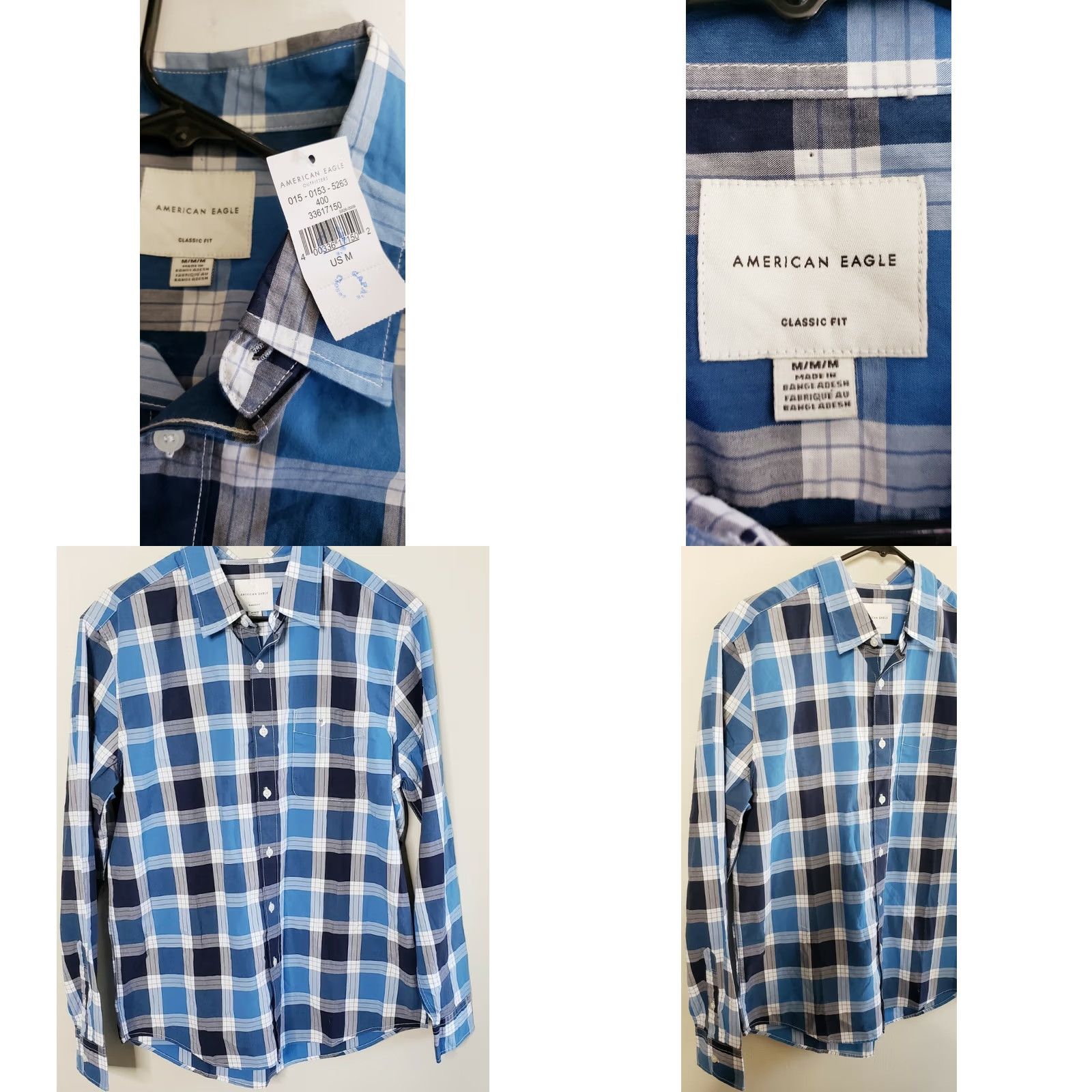 American Eagle Outfitters American Eagle AEO Shirt Plaid Button Down Medium Blue Mens Size US M / EU 48-50 / 2 - 8 Thumbnail