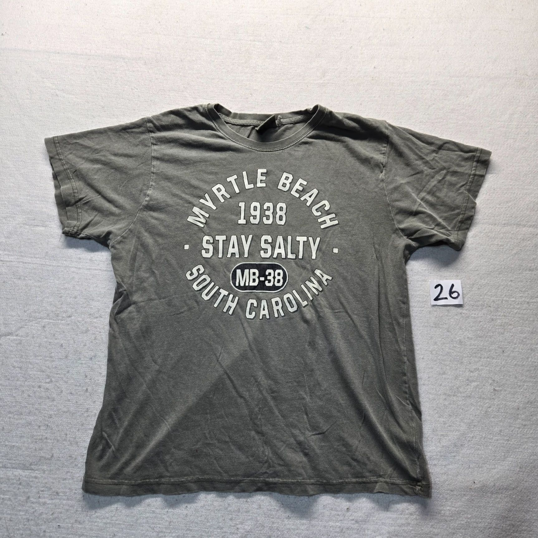 Vintage Myrtle Beach SC Stay Salty Tee Shirt Adult Mens M Medium T-Shirt Gray Graphic Print Beach 2000s Mens Size US XL / EU 56 / 4 - 2 Thumbnail