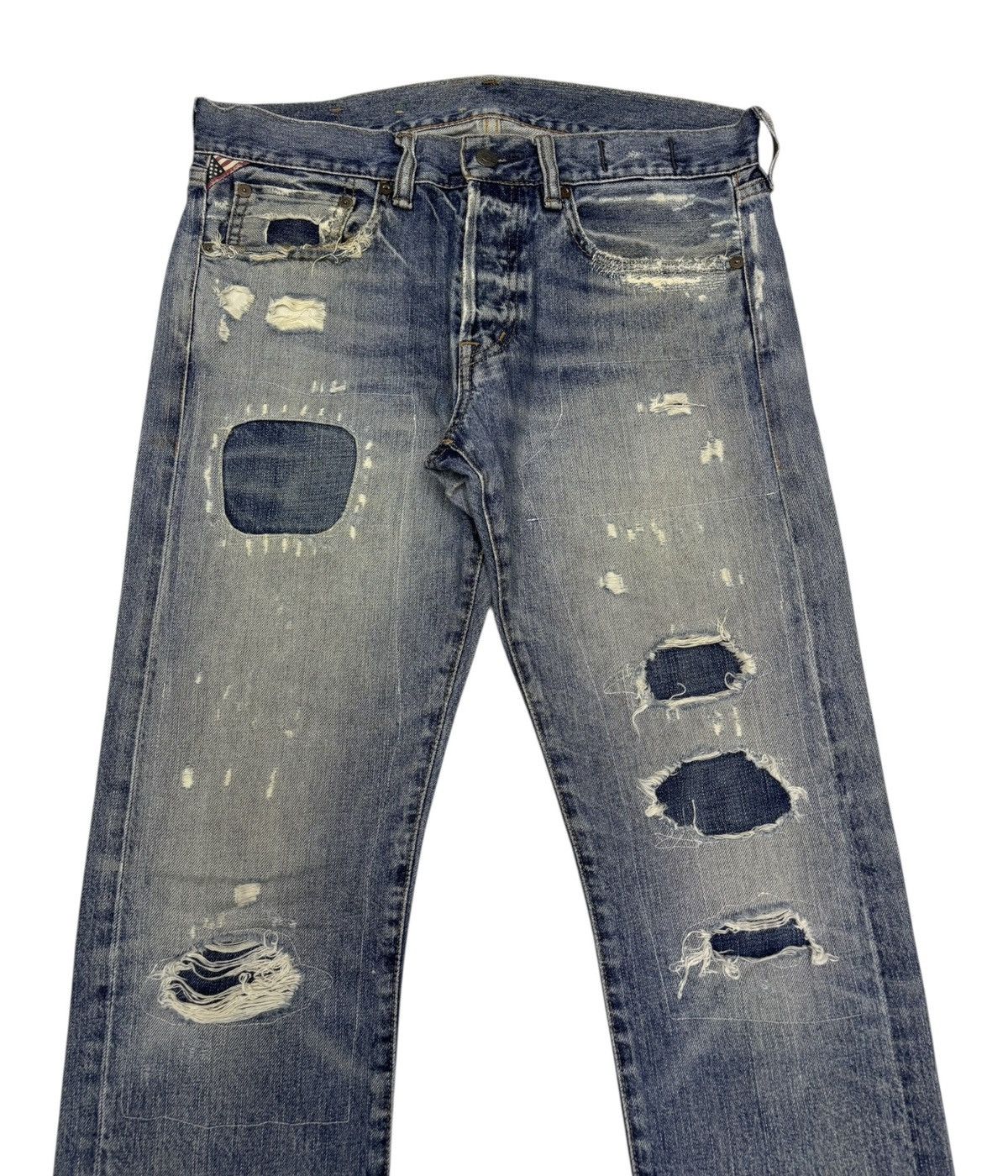 RRL Ralph Lauren Ralph Lauren Patchwork Slim Jeans Distressed Denim Size US 32 / EU 48 - 7 Thumbnail