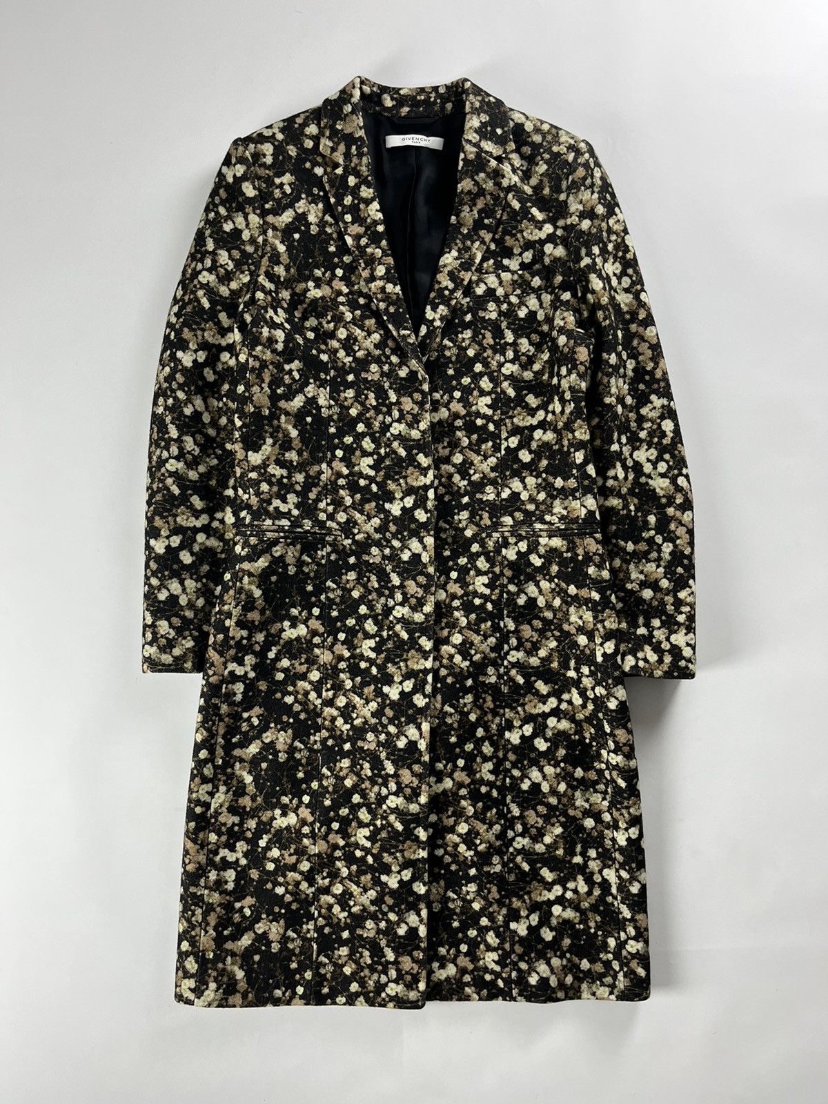 image of Givenchy Floral Print Coat Ss 2015 in Black, Women's (Size Small)