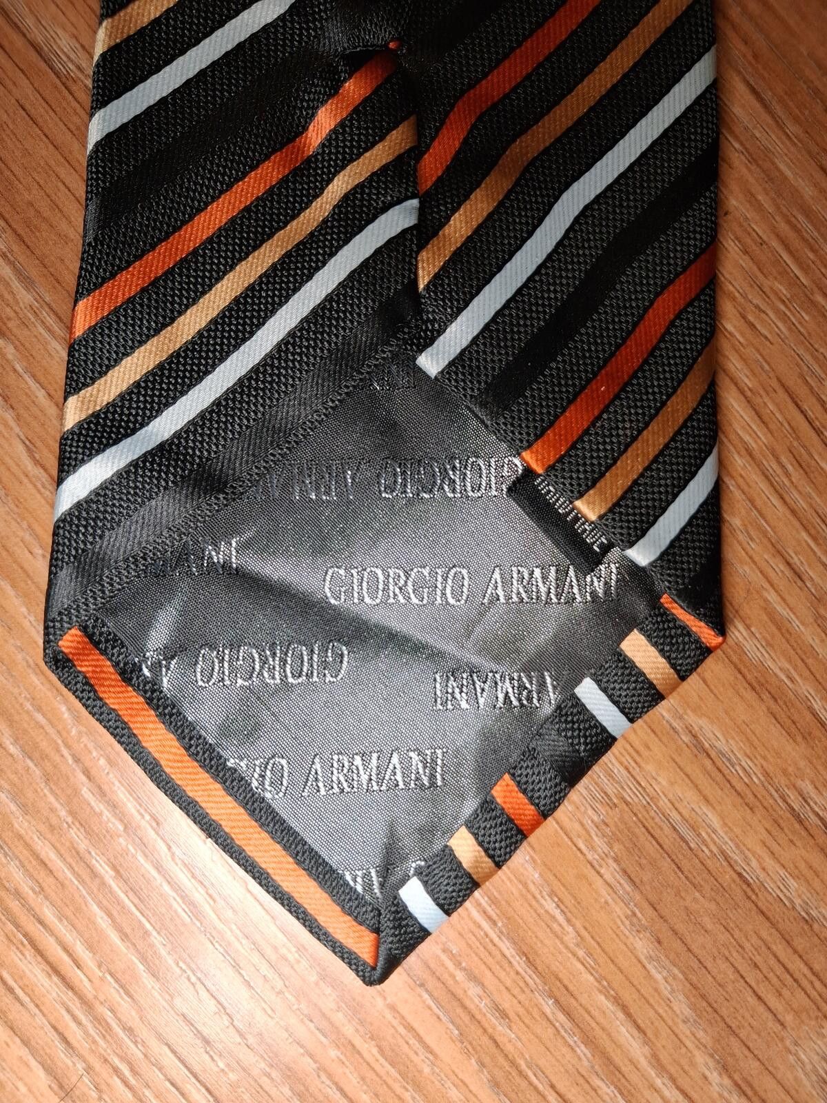 Giorgio Armani Giorgio Armani Silk Tie Black Striped Handmade in Italy Wide Size ONE SIZE - 4 Thumbnail