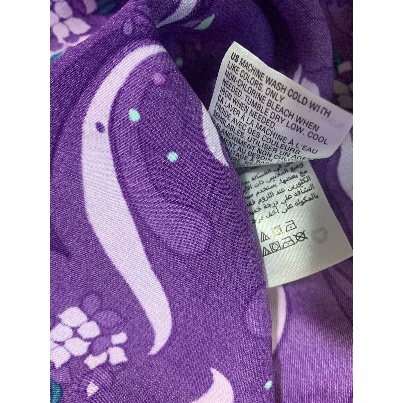 I.N.C INC Women Purple Floral Satin Blouse Ruffle Tie Neck Size L Size L / US 10 / IT 46 - 10 Thumbnail
