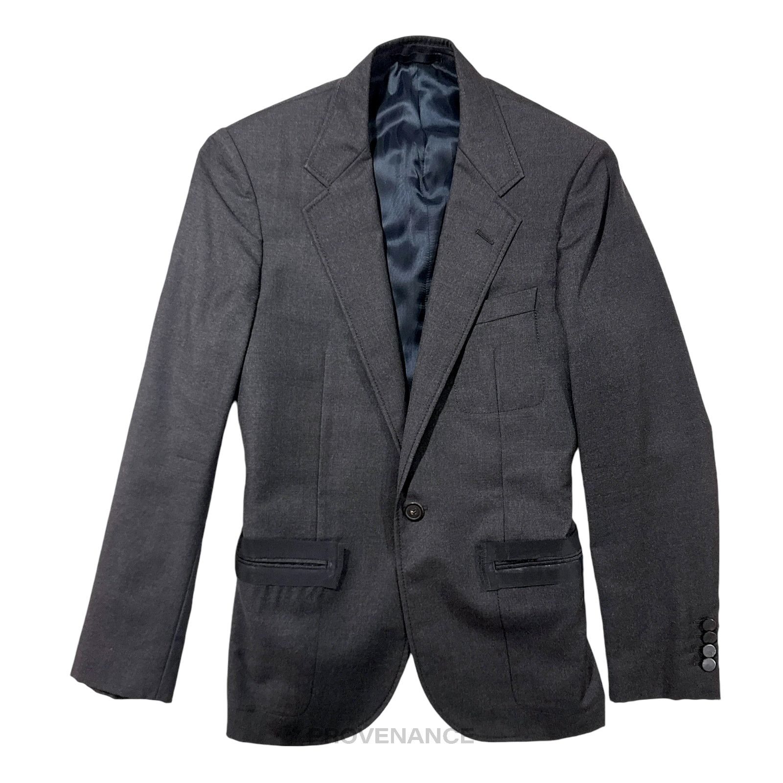Lanvin 🔴 Lanvin Grosgrain Trim Blazer Jacket Coat - Grey 36 46 Size US S / EU 44-46 / 1 - 1 Thumbnail
