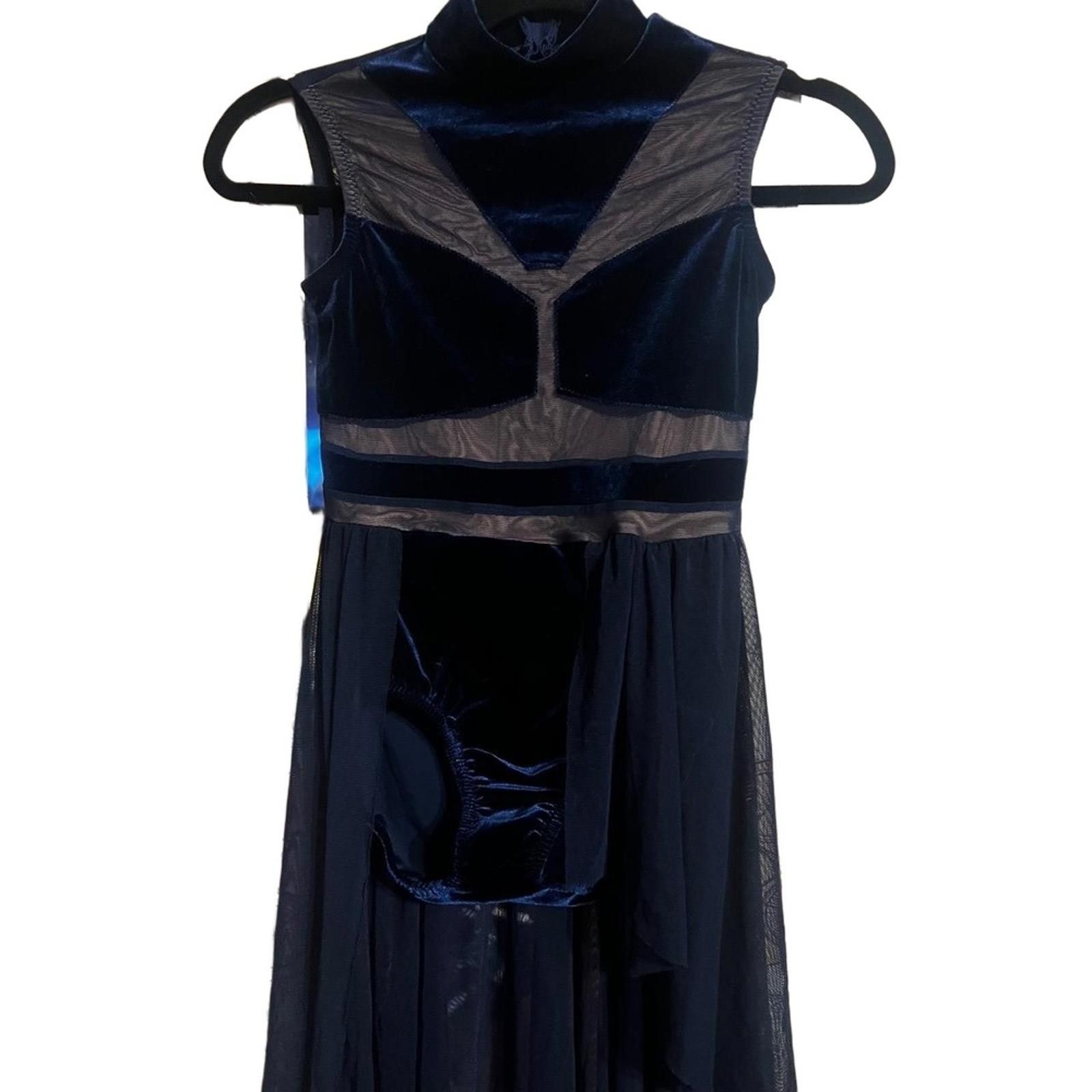 Other Kids Dance Costume 10/12 Navy Blue Lyrical Velvet Stage Size ONE SIZE - 4 Thumbnail