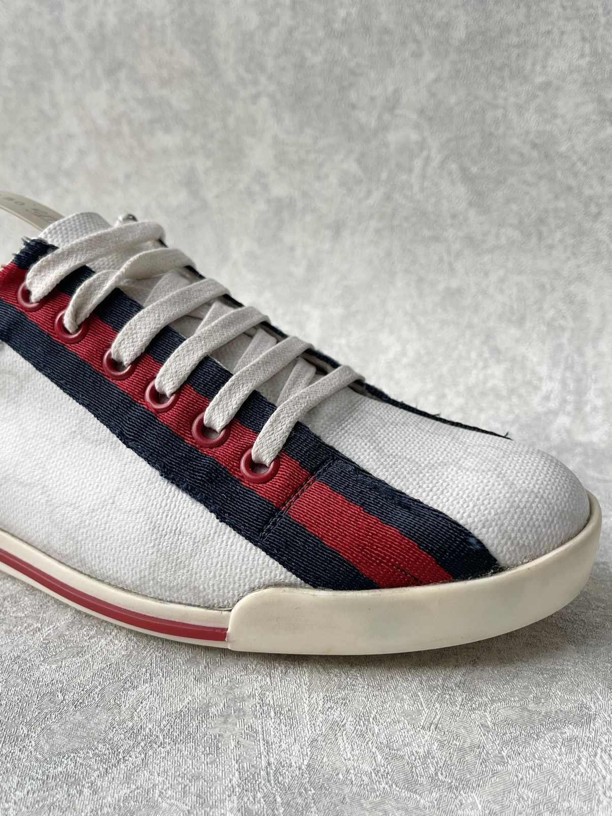 Gucci Gucci GG Monogram Canvas Sneakers Red Blue Web Script Logo Size US 7 / IT 37 - 9 Thumbnail