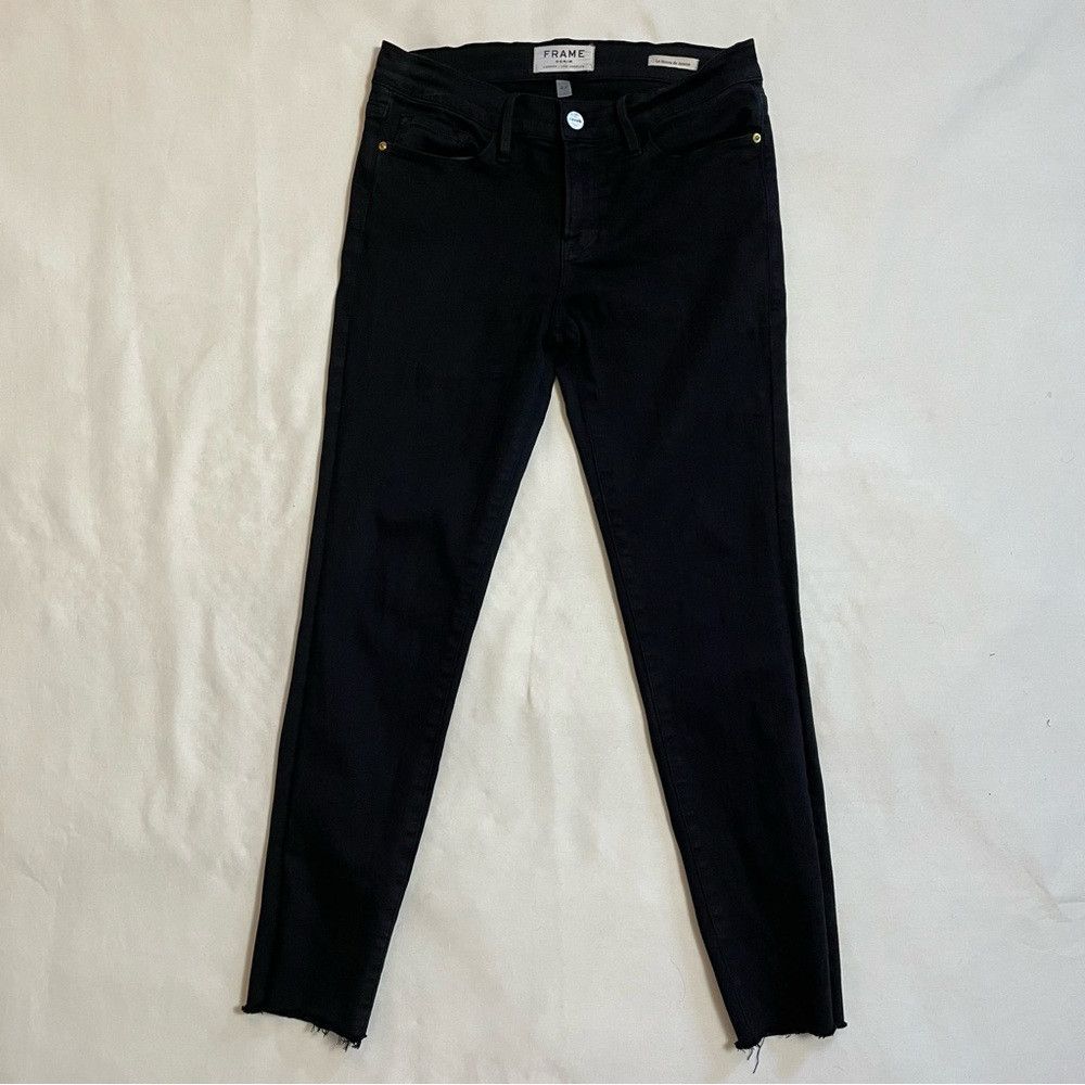 Frame FRAME Le Skinny de Jeanne Mid-Rise Black Jeans Size 27 Size 27" / US 4 / IT 40 - 3 Thumbnail