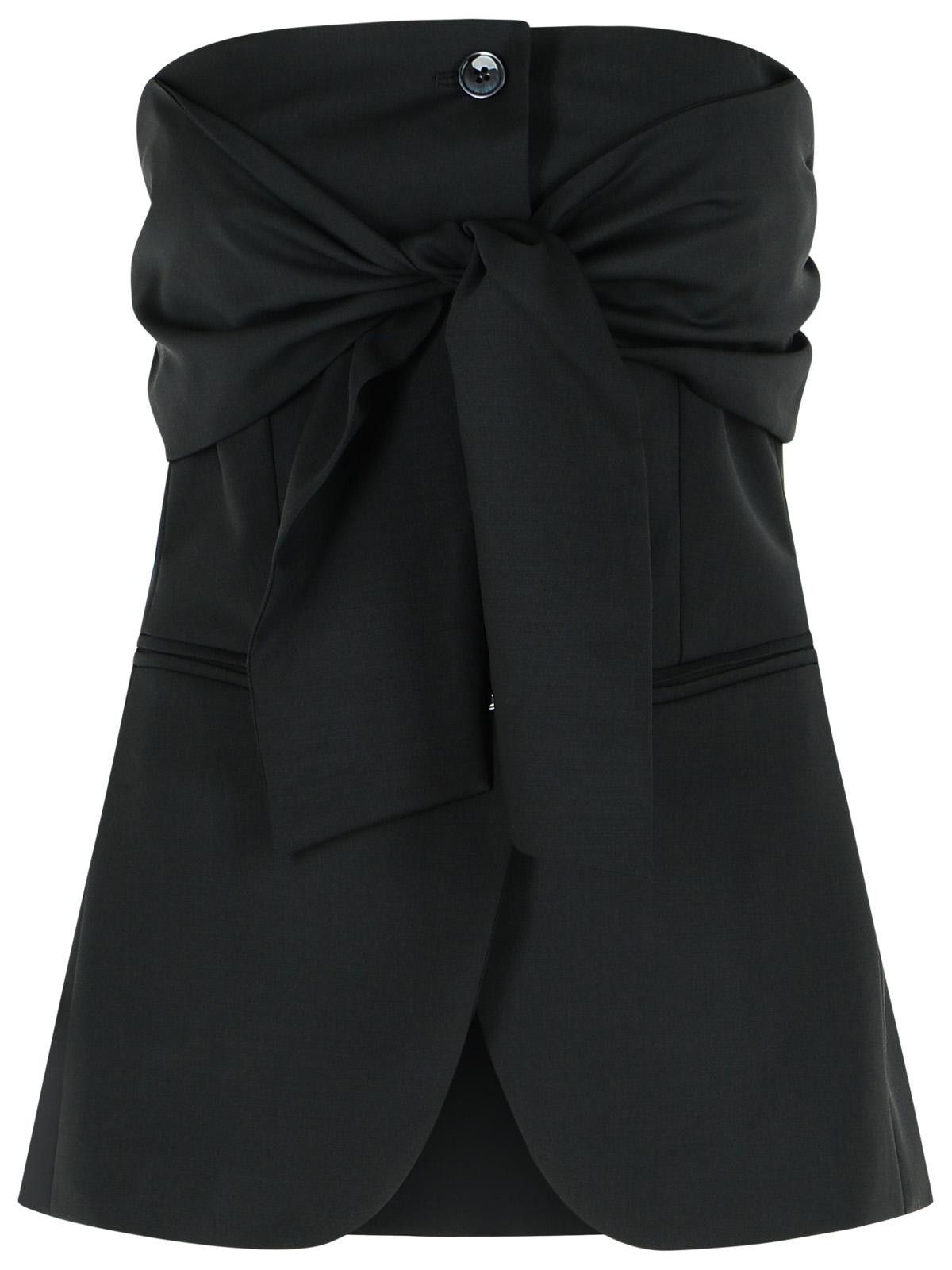 MAX MARA 'Veruska' Black Virgin Wool Bustier Top