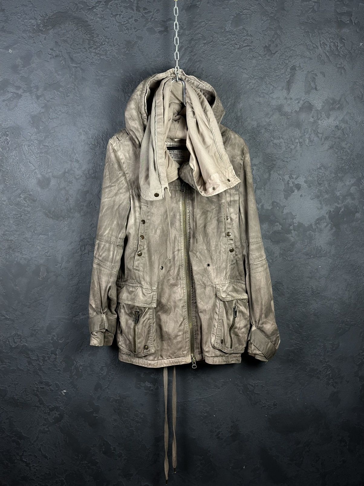 AllSaints Parka Jacket Gray Faded Avant Garde