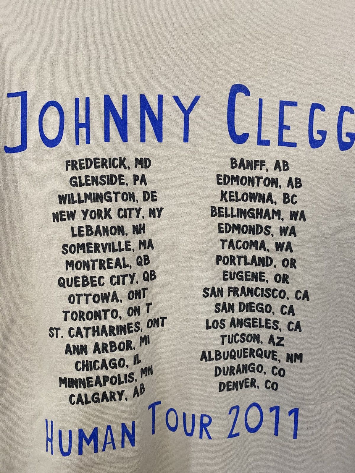 Band Tees VINTAGE JOHNNY CLEGG HUMAN TOUR 2011 Size US L / EU 52-54 / 3 - 5 Thumbnail
