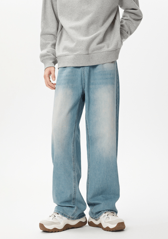 Japanese Brand × Jean High street washed distressed men's cleanfit wide-leg jeans Size US 32 / EU 48 - 3 Thumbnail
