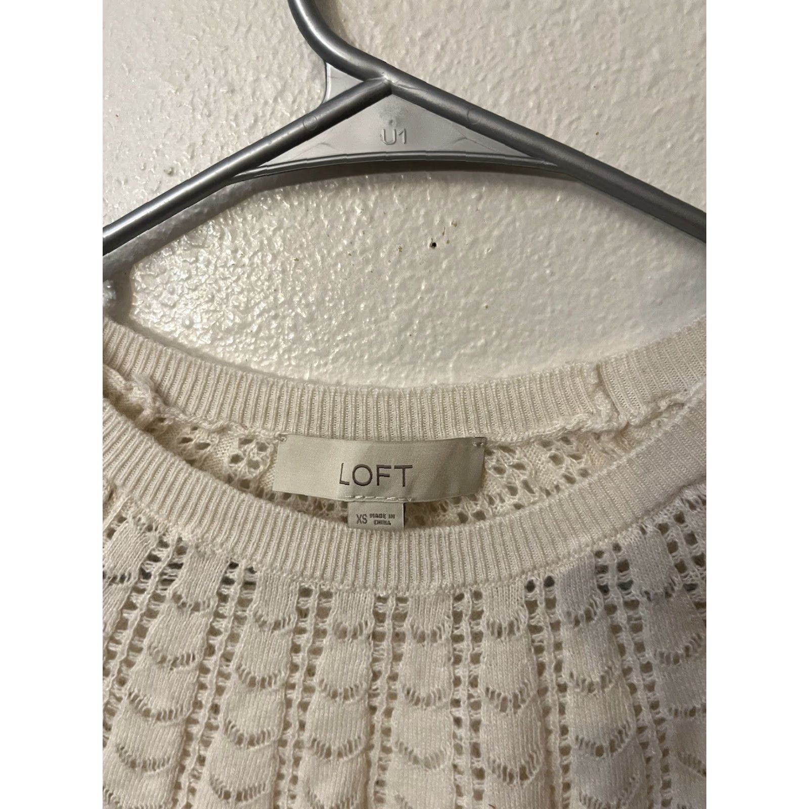 Loft LOFT Sweater Women's Cable Knit Open Knit Ivory Pullover XS Mock Neck Raglan Long Sleeve Size XS / US 0-2 / IT 36-38 - 2 Thumbnail