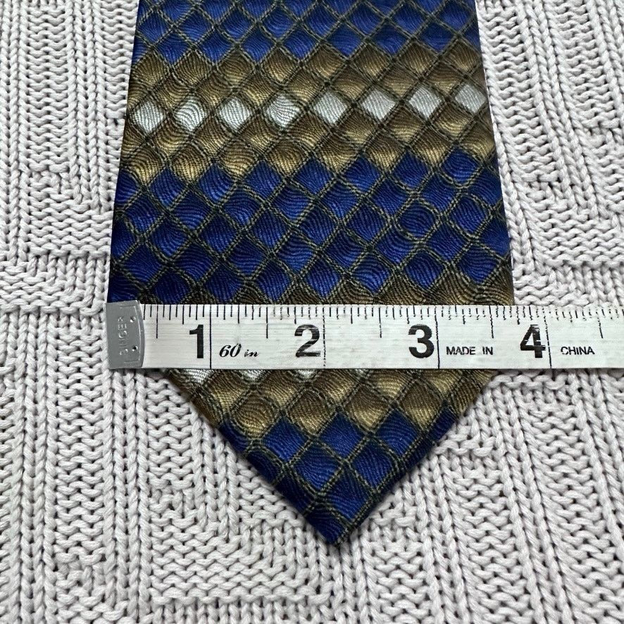Vintage Vintage Ziggurat blue and green abstract striped silk tie Size ONE SIZE - 5 Thumbnail