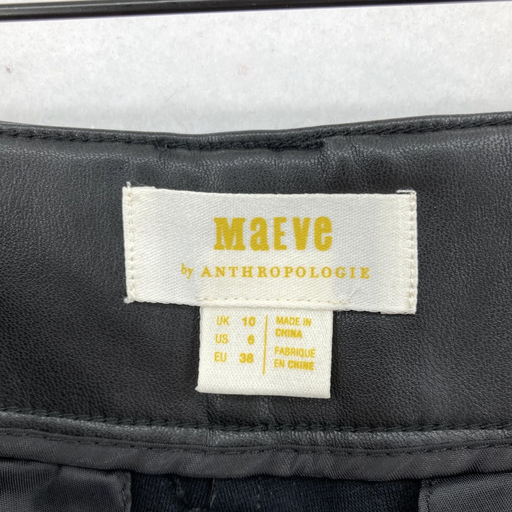 Vintage Maeve Anthropologie Pants Womens 6 Black Faux Leather High Rise Wide Leg Moto Size 28" / US 6 / IT 42 - 4 Thumbnail