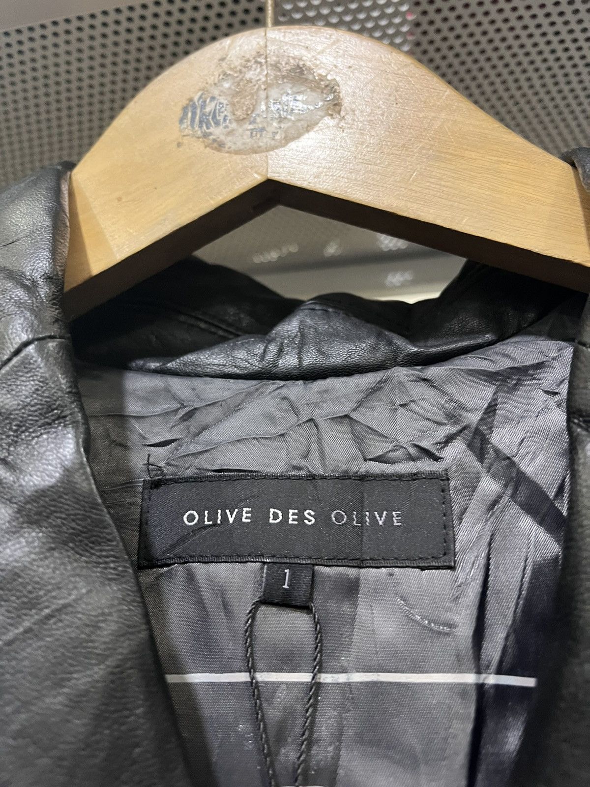 Genuine Leather OLIVE DES OLIVE LEATHER JACKET Size M / US 6-8 / IT 42-44 - 3 Thumbnail