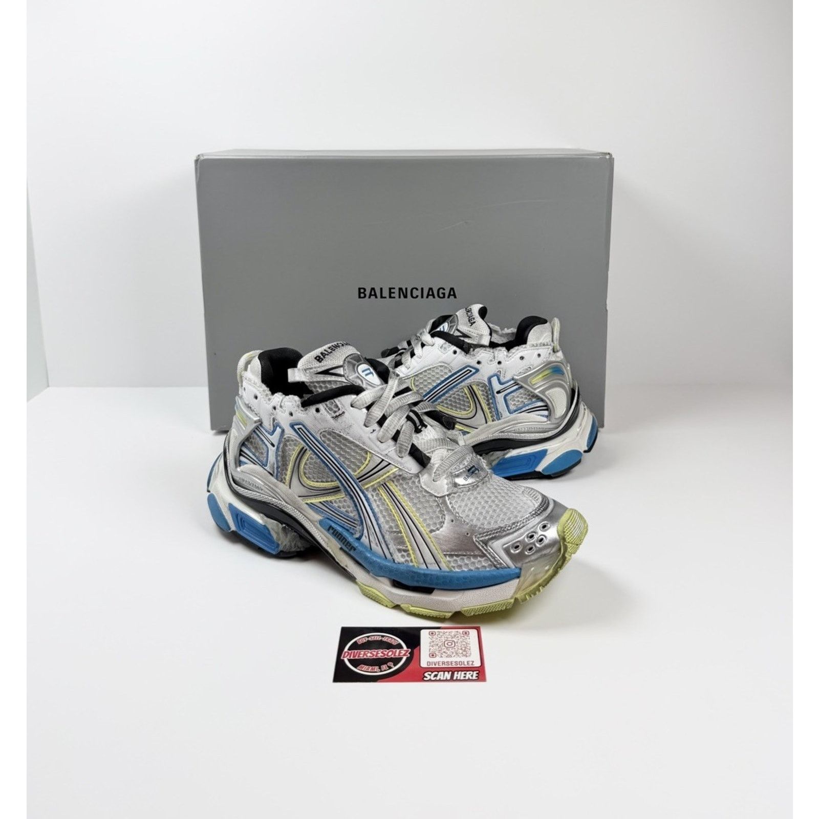 Balenciaga Size 41EU/8US - Balenciaga Runner White Yellow Blue NEW! Size US 8 / EU 41 - 1 Thumbnail