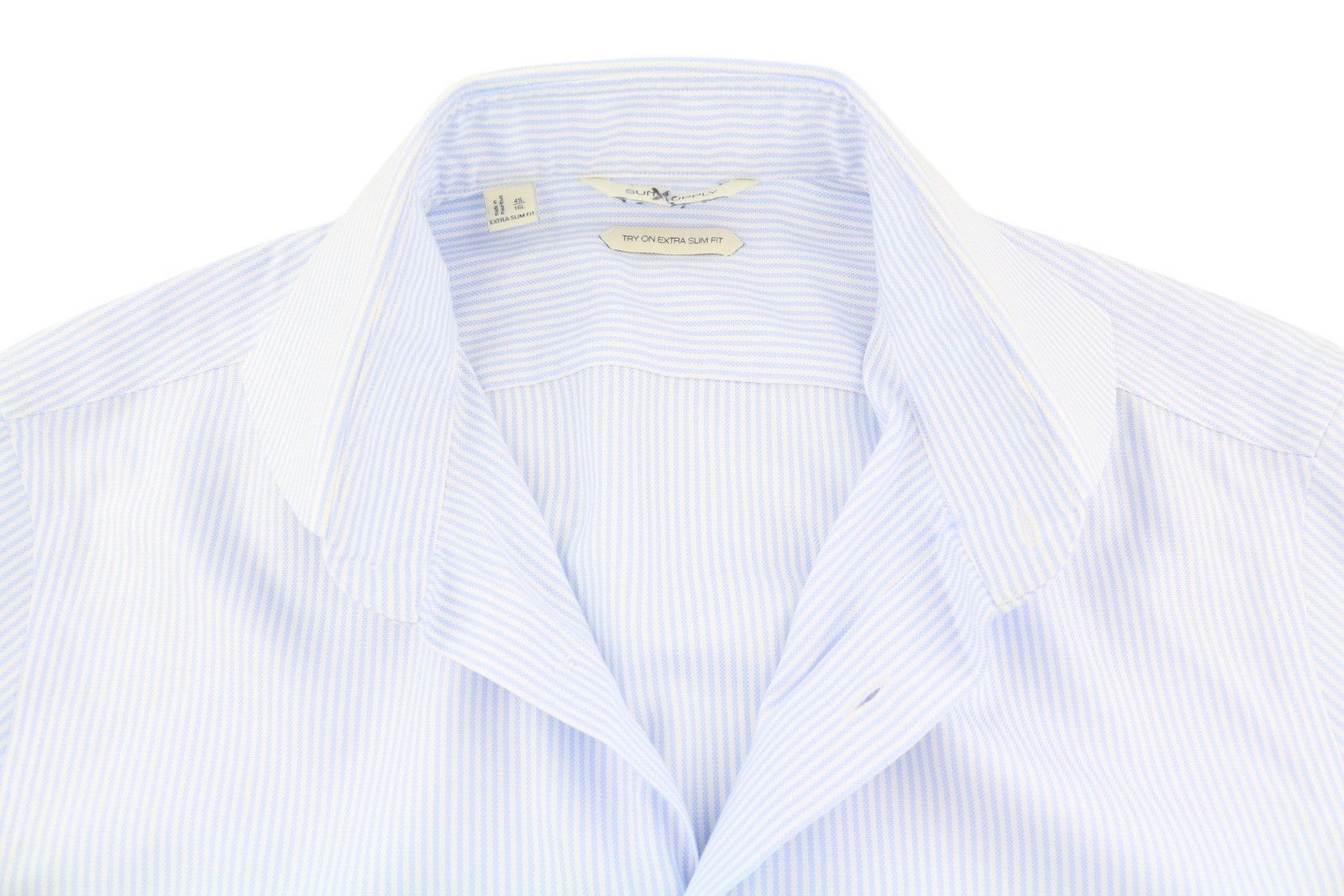 Suitsupply TRY ON XS 41L/16L Pinstriped Cutaway Shirt 86180 Size 42R - 4 Thumbnail