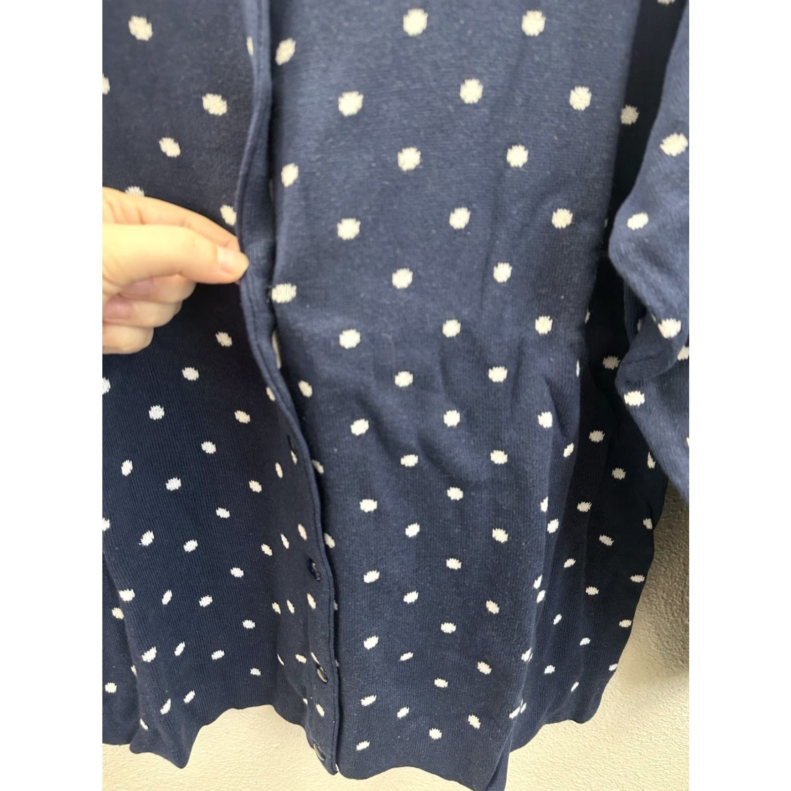 Vintage National Womens Sweater 1X Navy Polka Dotted Long Sleeve Button Up Cardigan Size XL / US 12-14 / IT 48-50 - 3 Thumbnail
