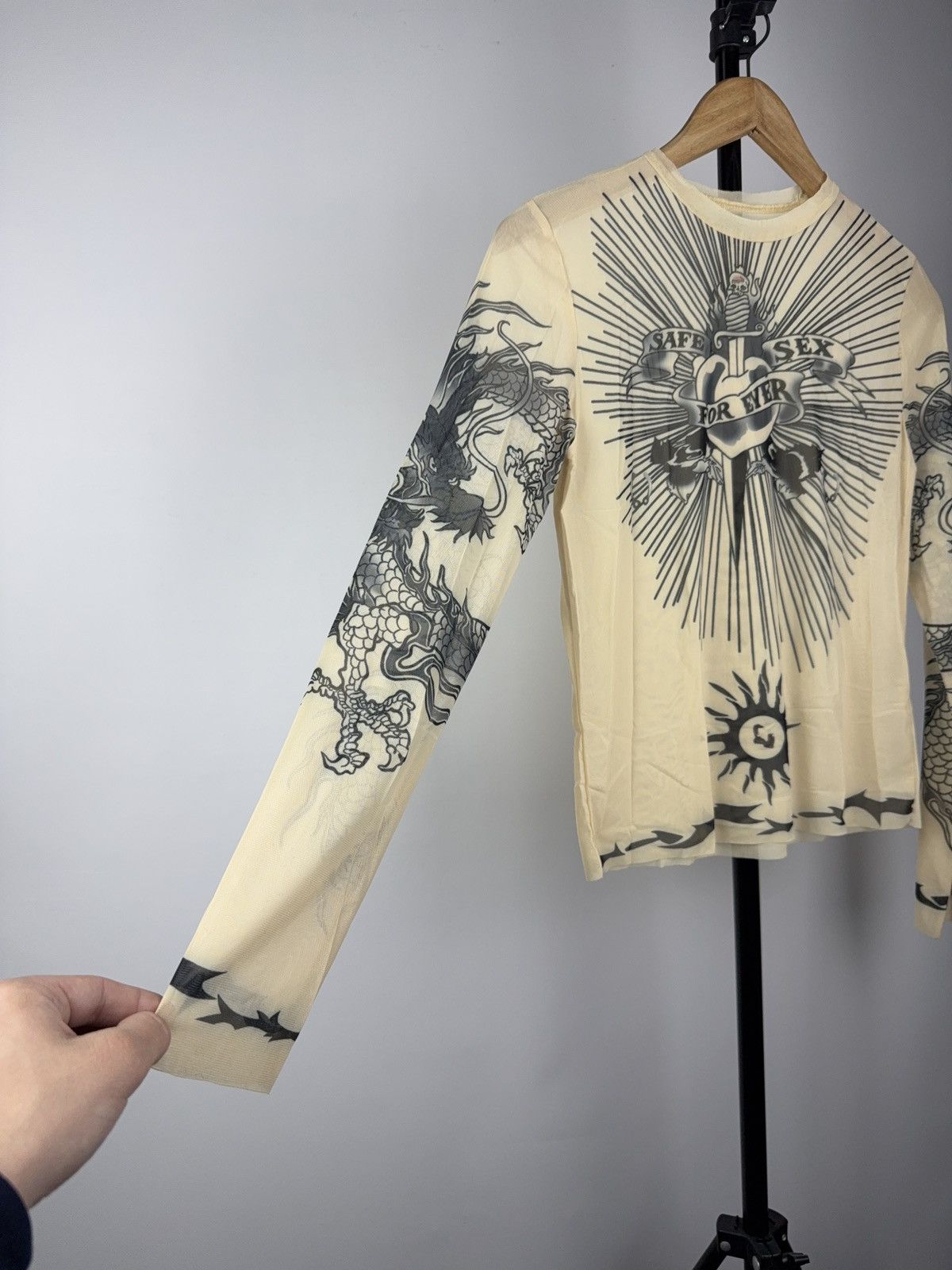 Designer × Japanese Brand STYLE ❗️Save The Queen Jean Paul Gaultier Mesh Top Blouses Size L / US 10 / IT 46 - 3 Thumbnail